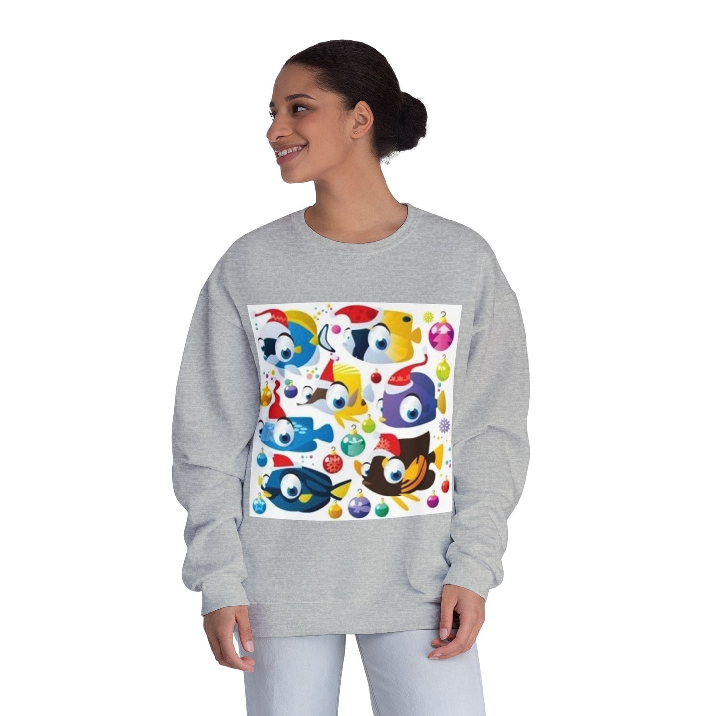 Whimsical Colorful Crewneck Sweatshirt – Fun Cartoon Design