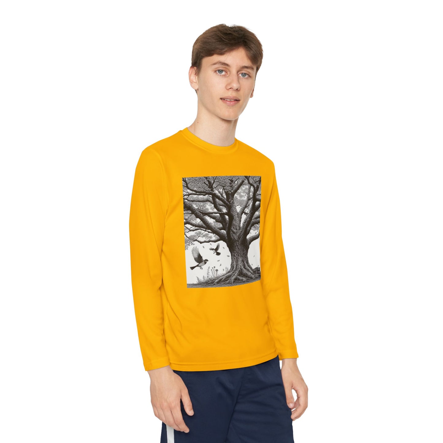 Youth Long Sleeve Tree Graphic Tee - Nature Inspired Design