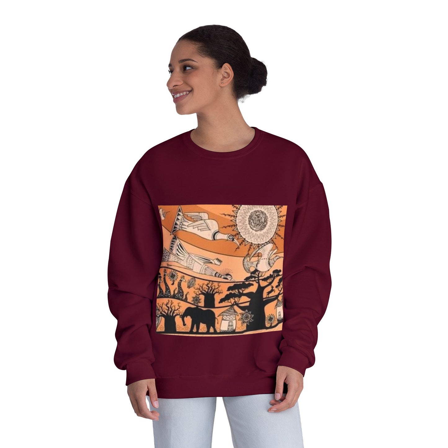 Bohemian Artistic Crewneck Sweatshirt | Nature & Sun Design