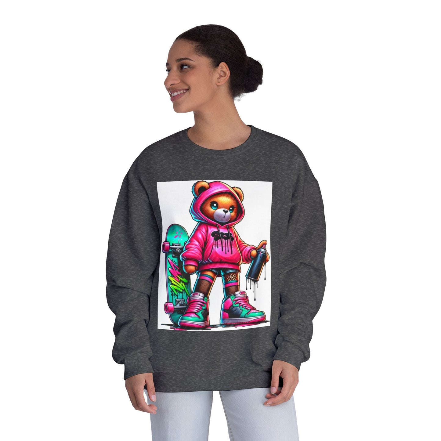 Skater Bear Crewneck Sweatshirt - Fun Streetwear Style