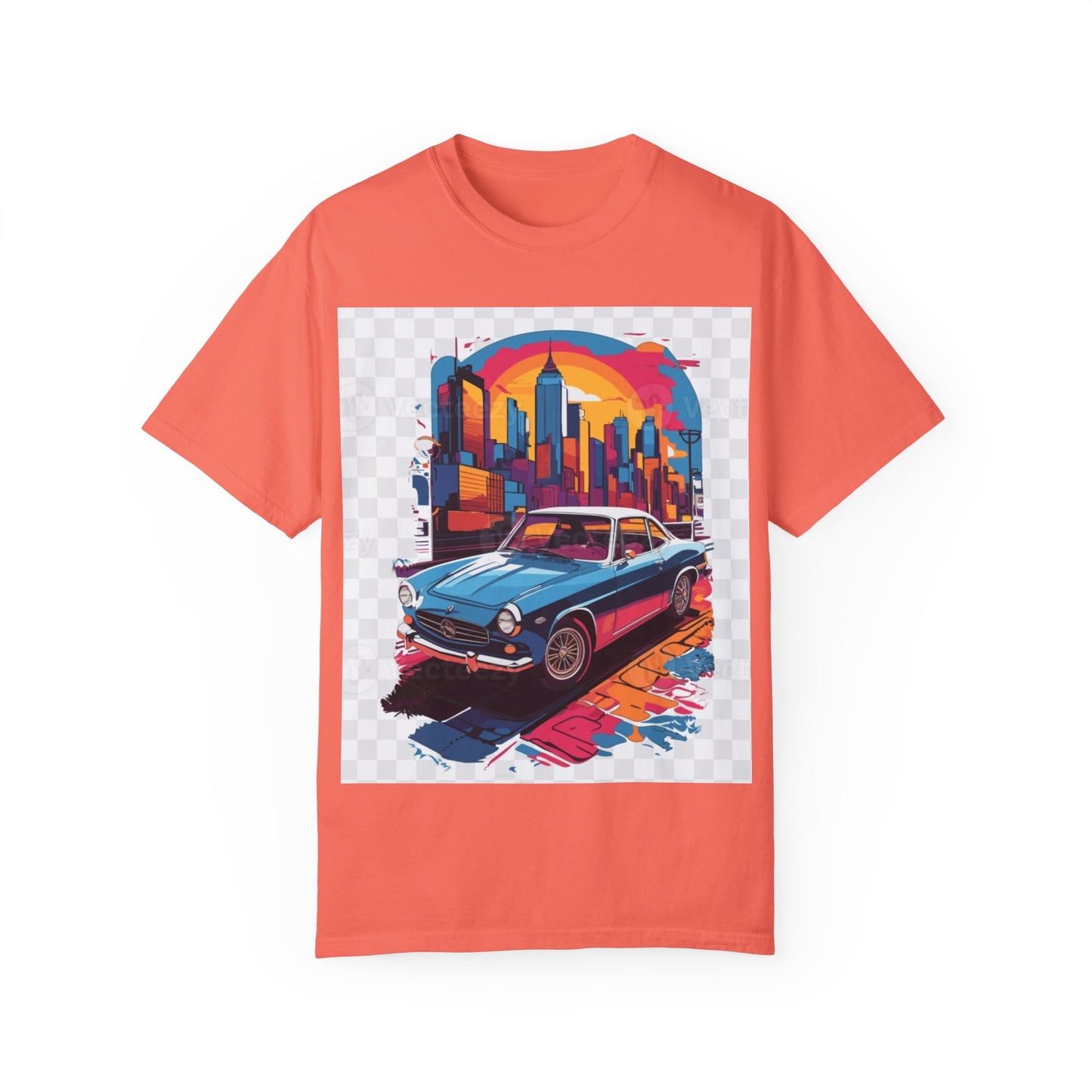 Retro Car Graphic Unisex T-Shirt - Colorful Cityscape Design