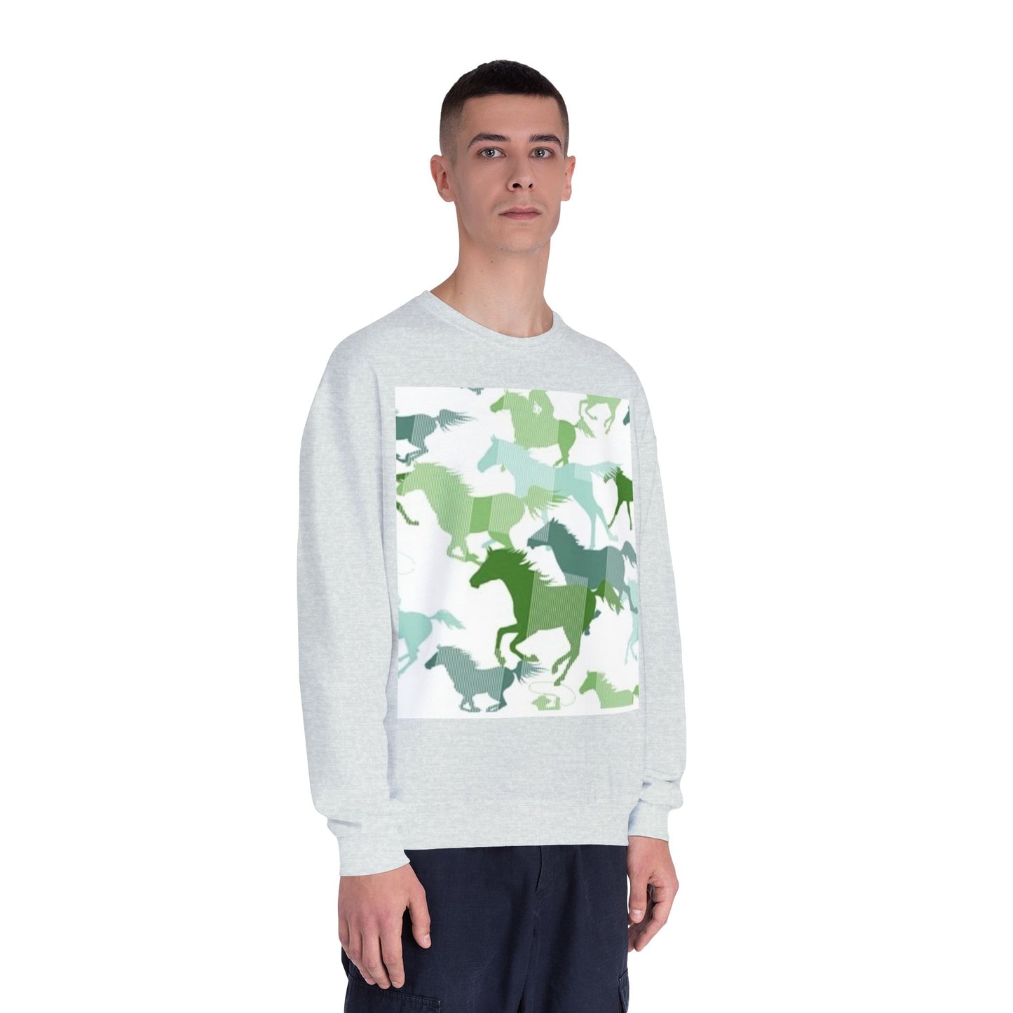 Equestrian Spirit Unisex Crewneck Sweatshirt - Green Horse Design