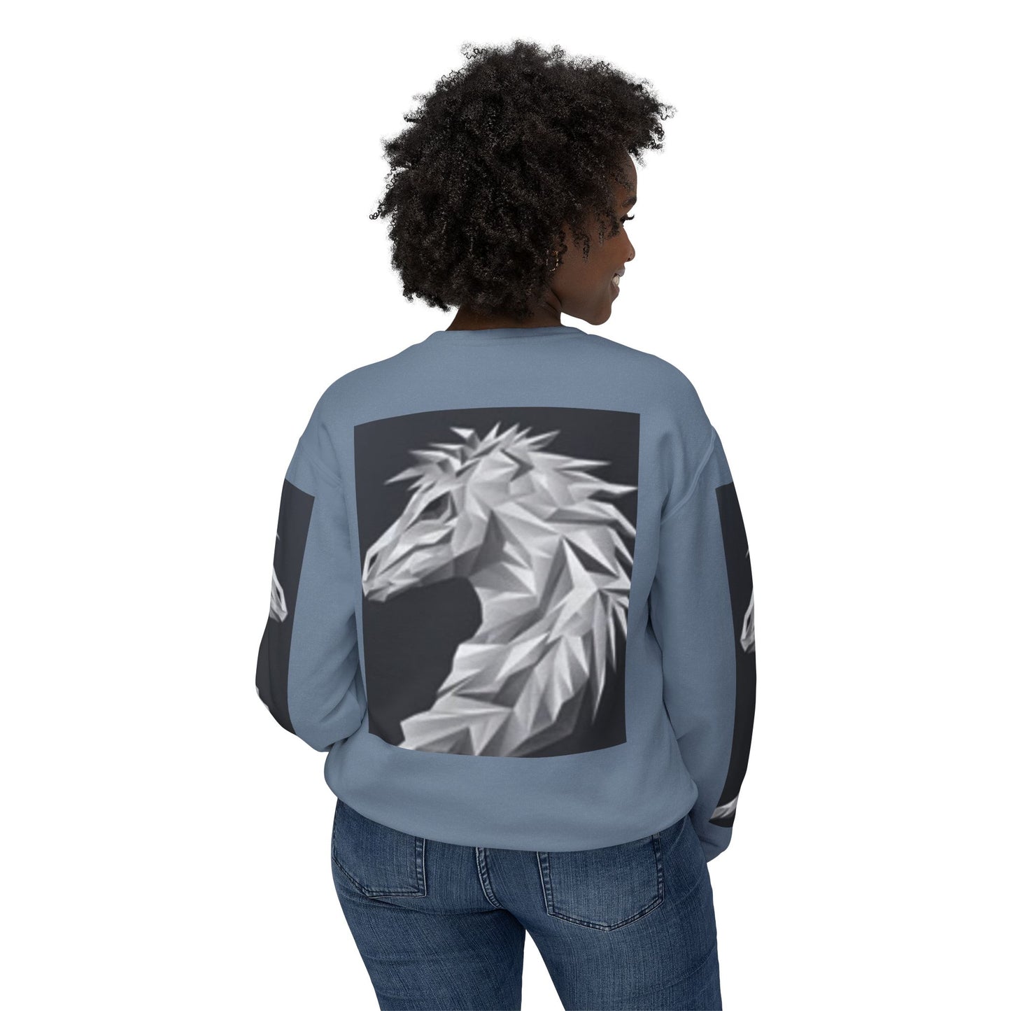 Unisex Lightweight Crewneck Sweatshirt - Stylish Geometric Horse Design
