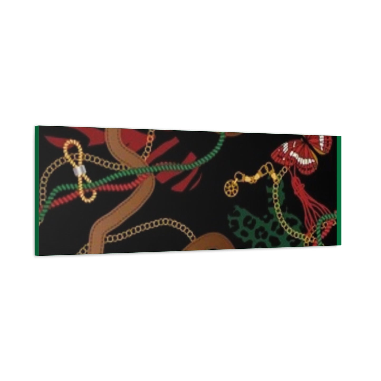 Elegant Matte Canvas Wall Art - Unique Mixed Pattern with Butterflies & Chains