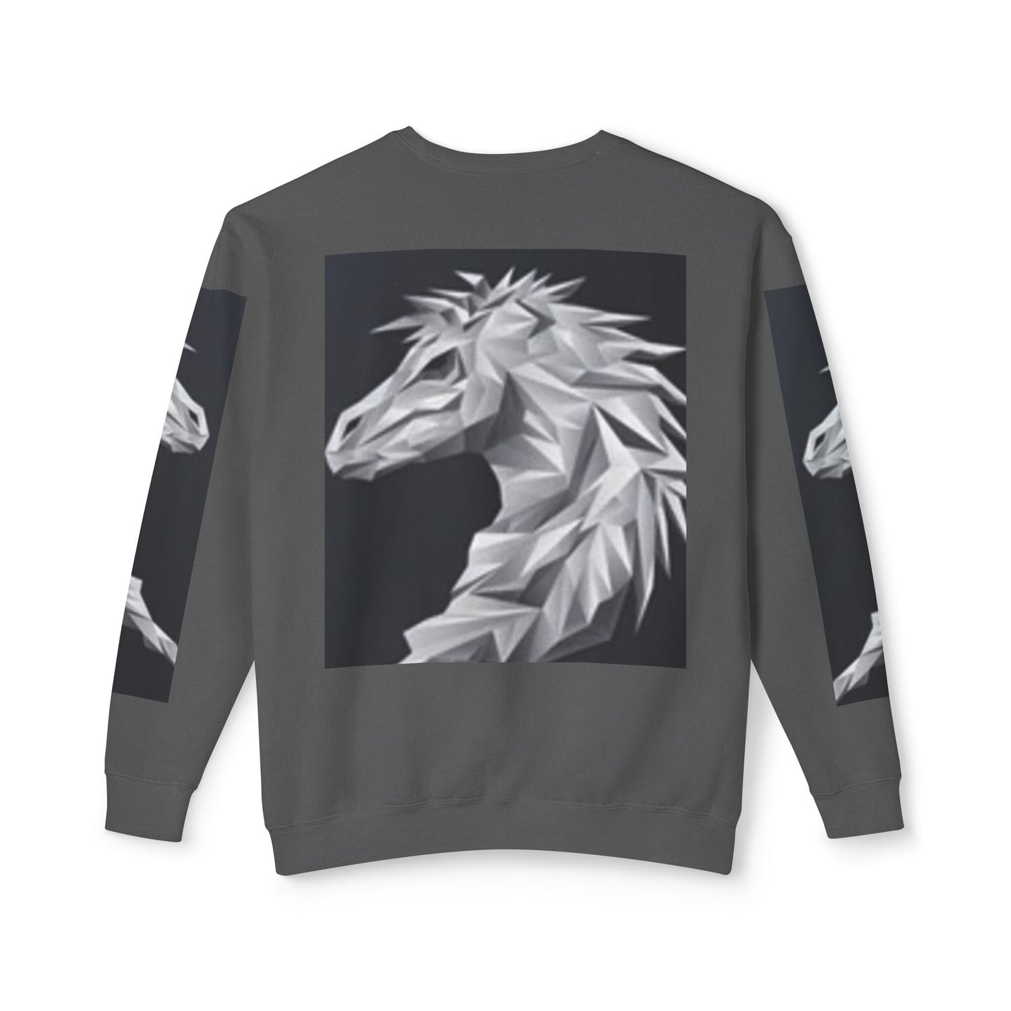 Unisex Lightweight Crewneck Sweatshirt - Stylish Geometric Horse Design