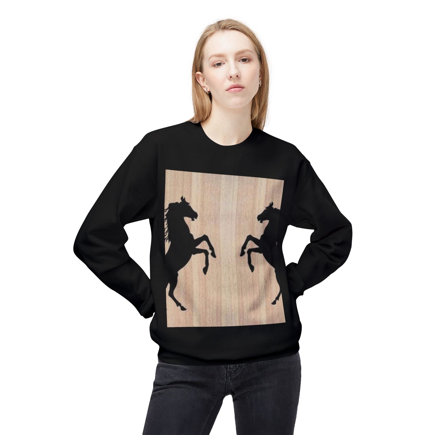 Equestrian Silhouette Fleece Sweatshirt - Perfect for Horse Lovers