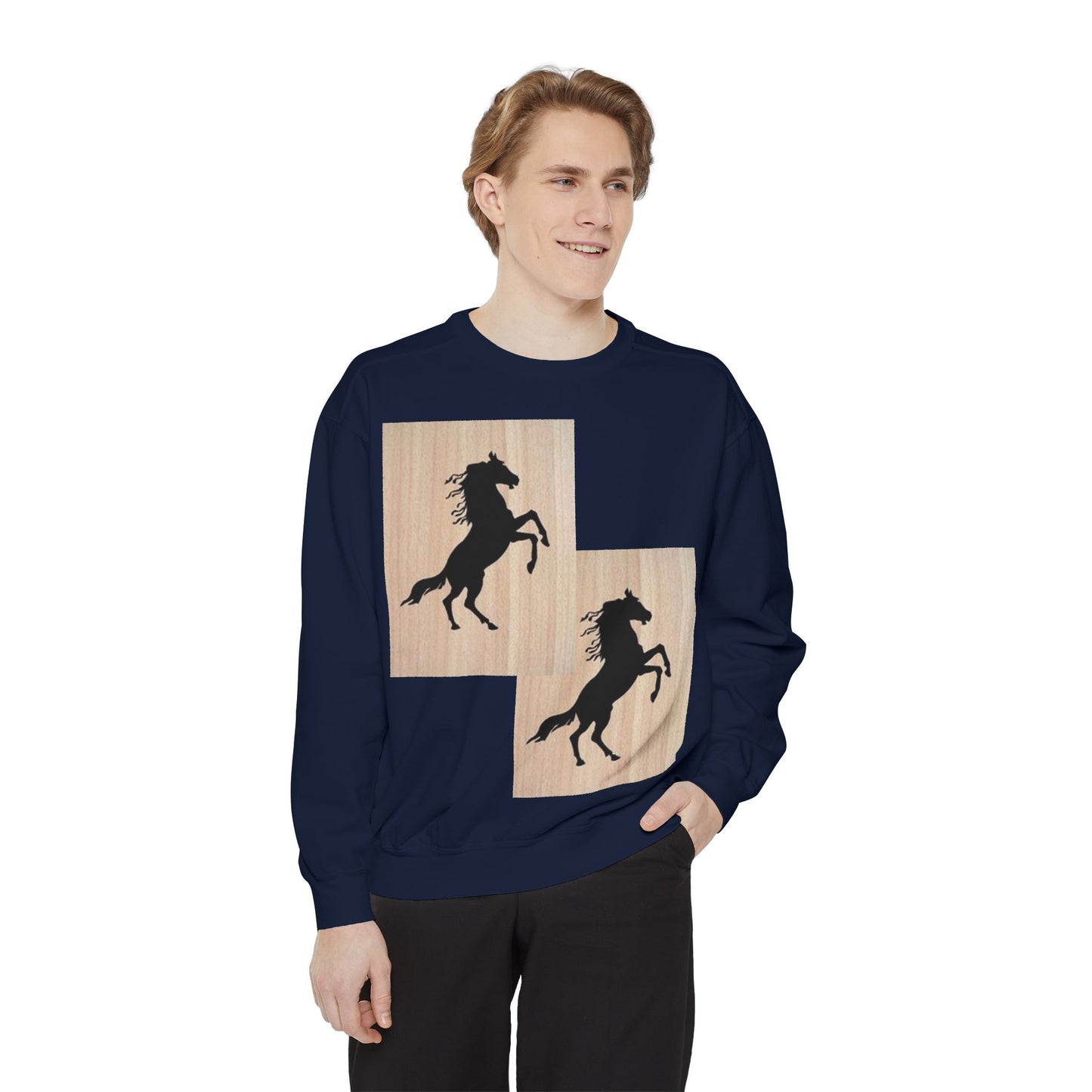 Equestrian Spirit Unisex Garment-Dyed Sweatshirt - Bold Horse Design
