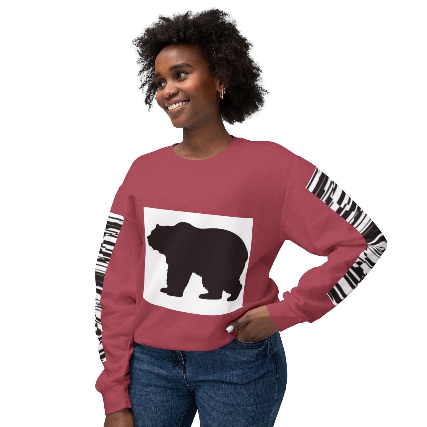 Stylish Bear Graphic Unisex Lightweight Crewneck Sweatshirt