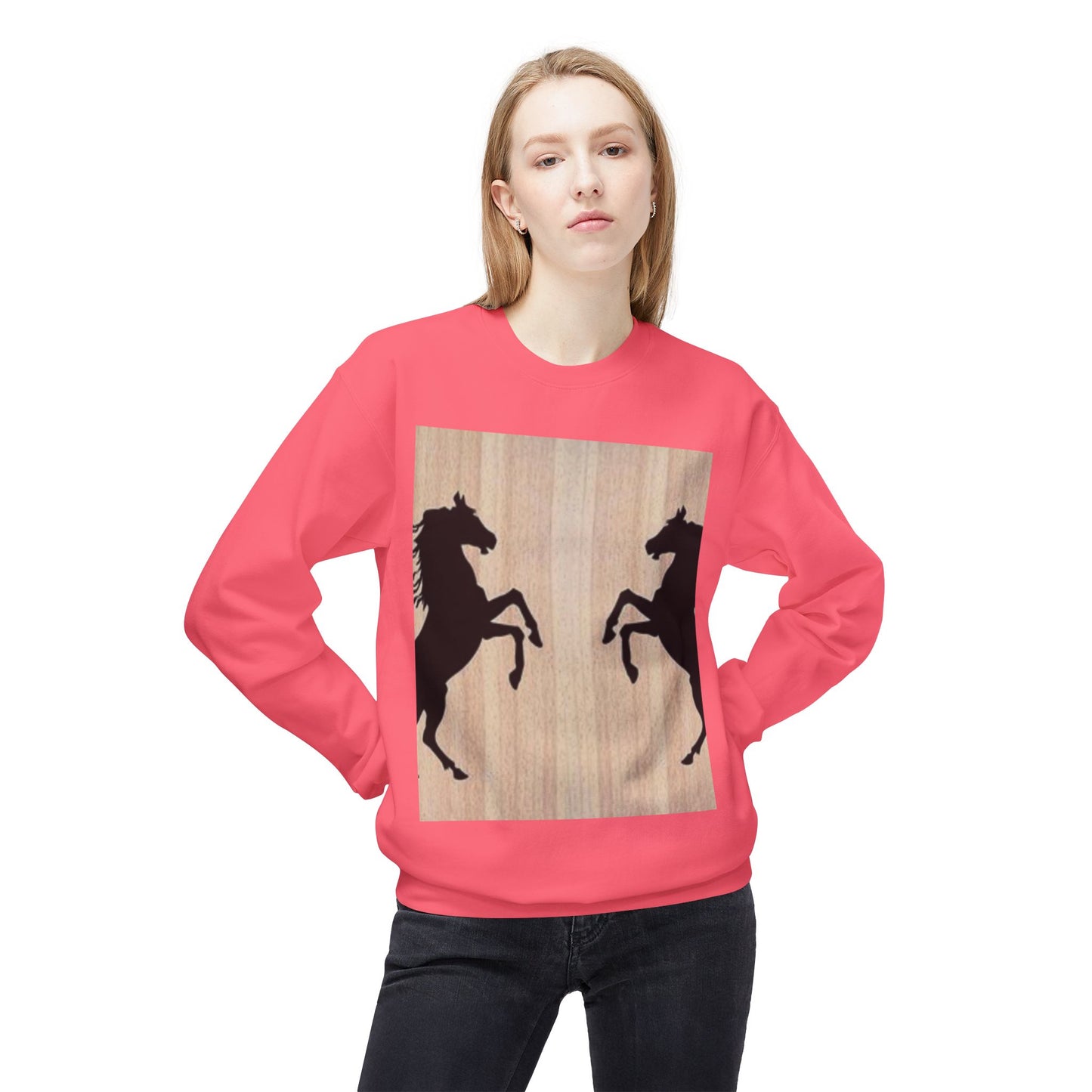 Equestrian Silhouette Fleece Sweatshirt - Perfect for Horse Lovers