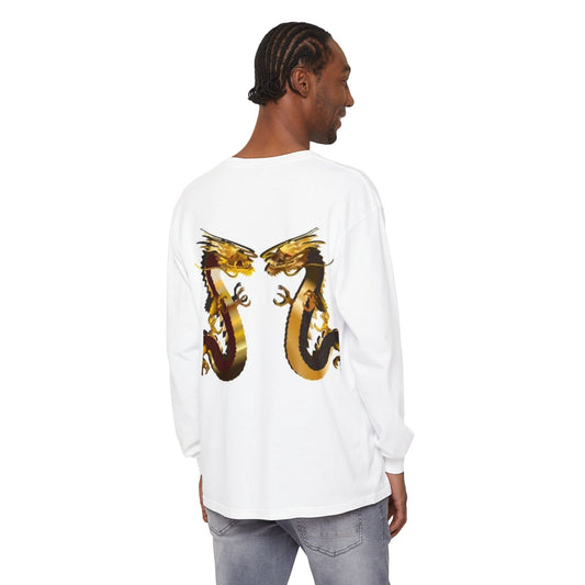 Dragon Duel Unisex Long Sleeve T-Shirt - Garment-Dyed Art Tee