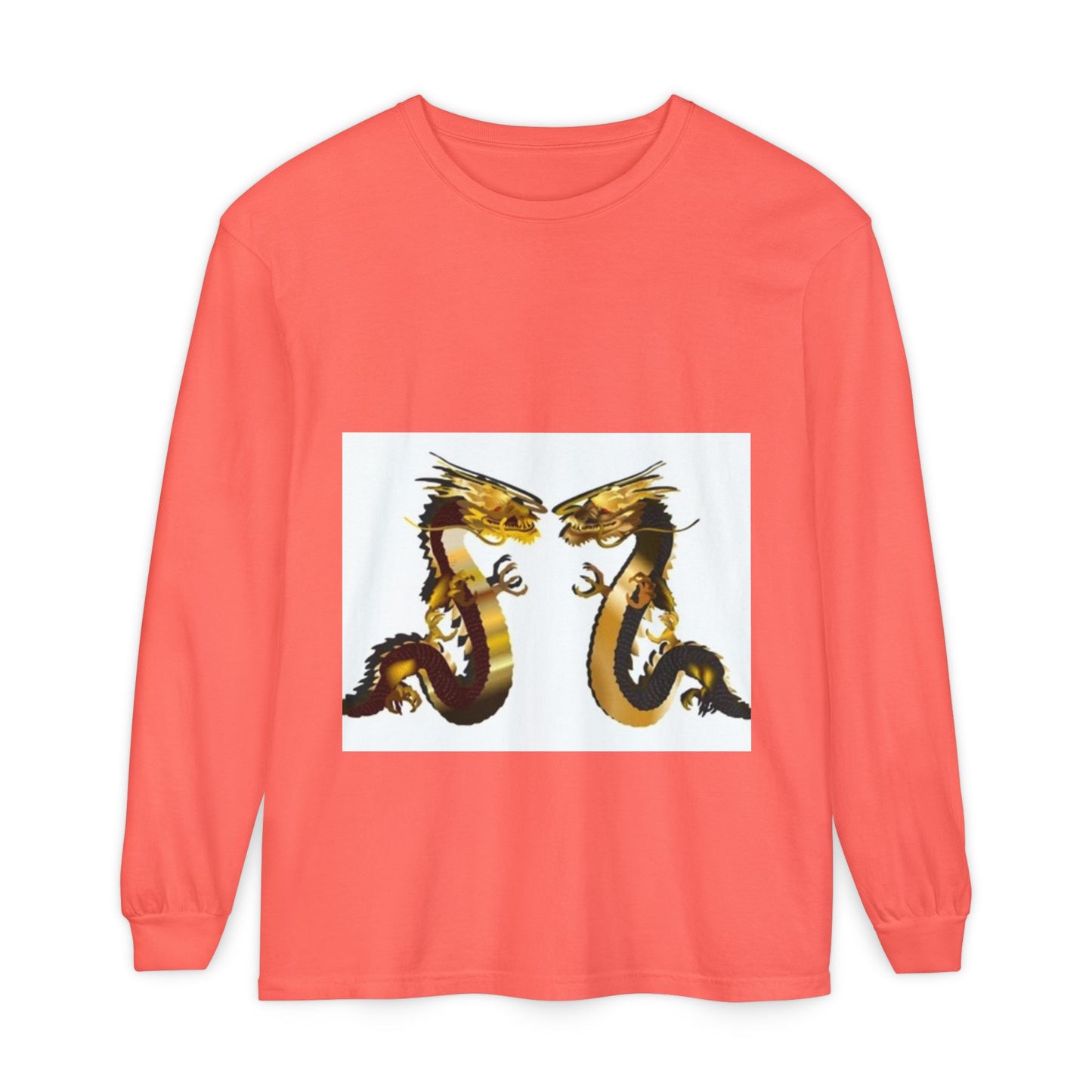 Dragon Duel Unisex Long Sleeve T-Shirt - Garment-Dyed Art Tee