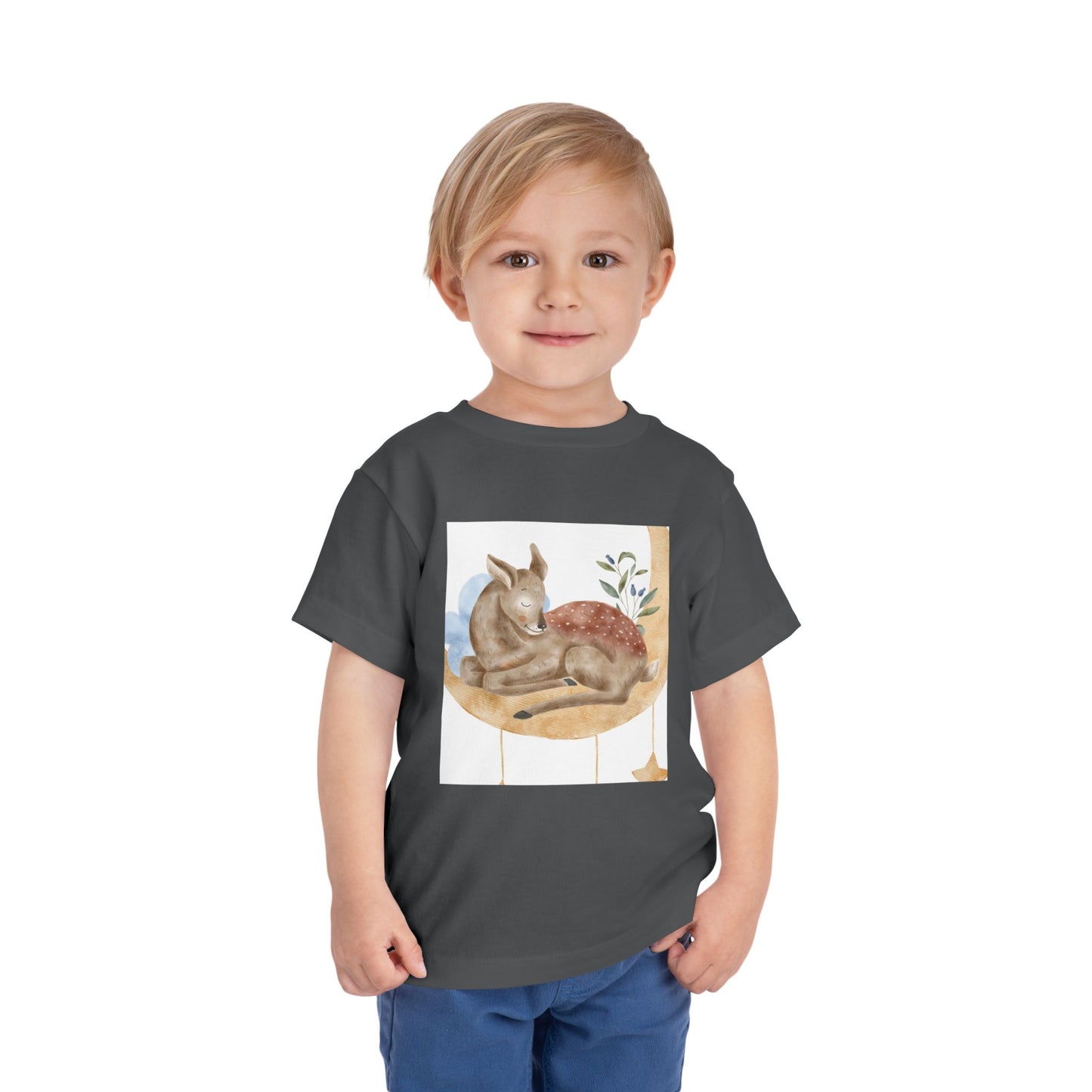 Whimsical Fawn Toddler Tee - Cute Short Sleeve Shirt for Kids