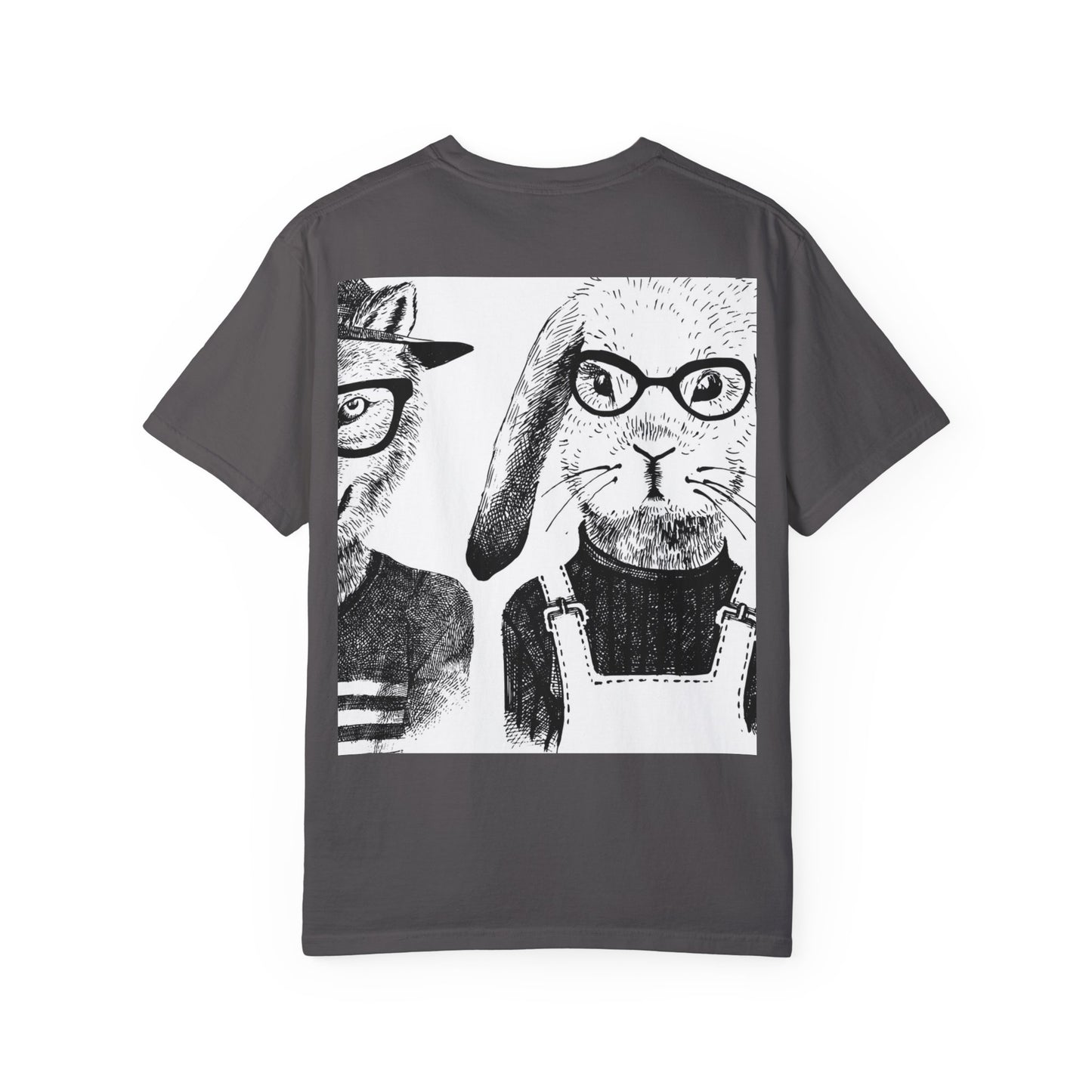Whimsical Animal Friends T-Shirt - Stylish Panda & Wolf Design
