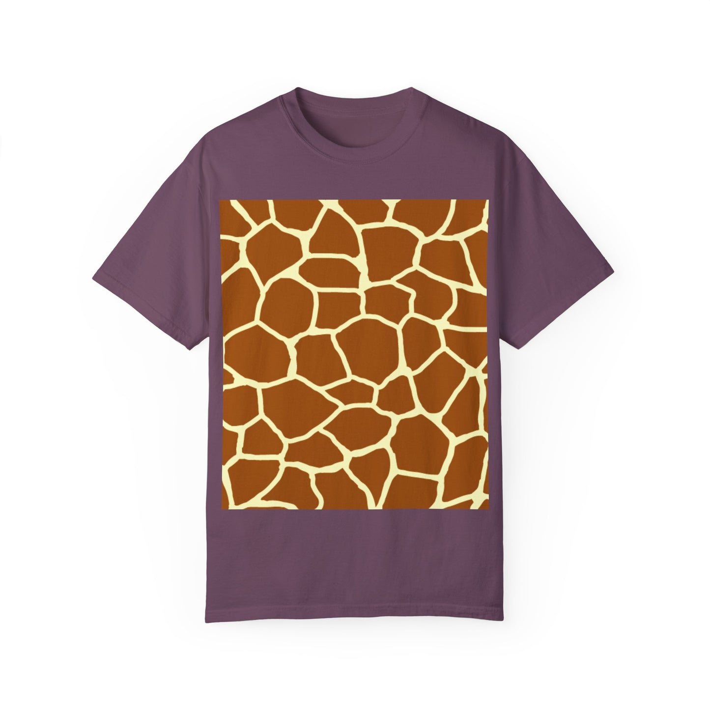 Unisex Giraffe Print Garment-Dyed T-Shirt - Animal Lover Tee