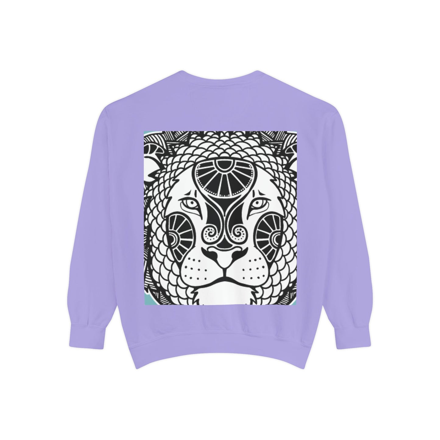 Bohemian Lion Unisex Garment-Dyed Sweatshirt - Cozy & Stylish Animal Graphic Tee for Nature Lovers