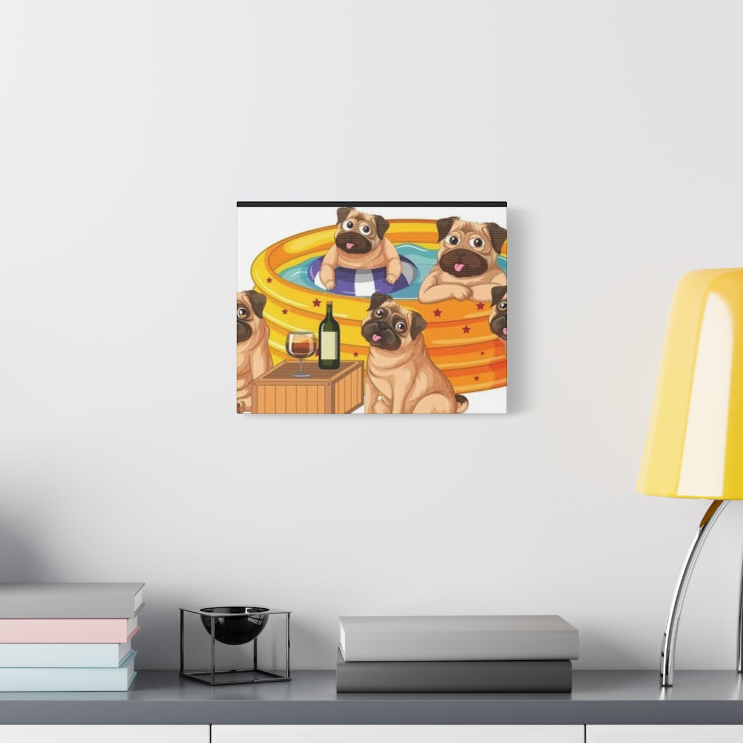 Pug Pool Party Canvas Art - Fun Pet Decor
