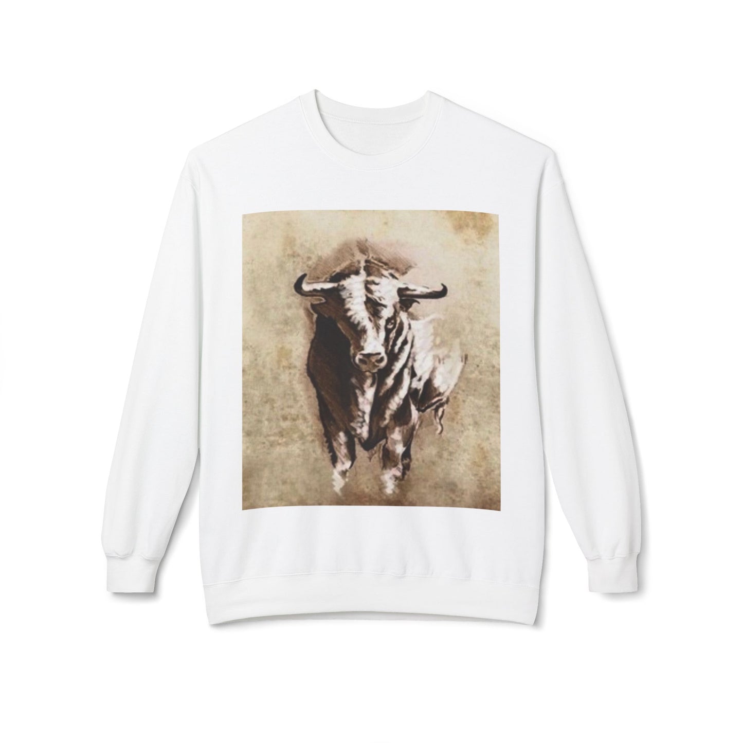 Vintage Bull Design Unisex Softstyle Fleece Crewneck Sweatshirt