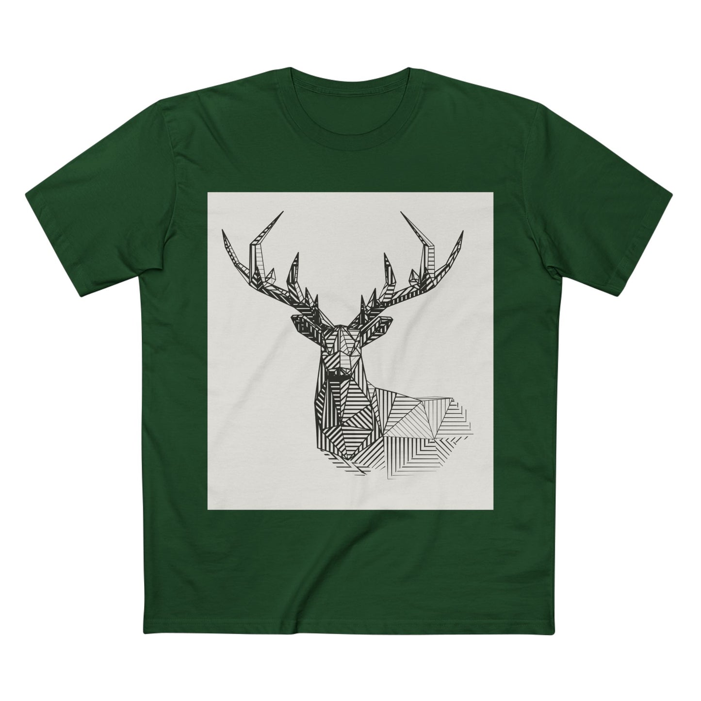 Geometric Deer & Spider Web Adult Staple Tee - Nature-Inspired Graphic T-Shirt for Outdoor Enthusiasts