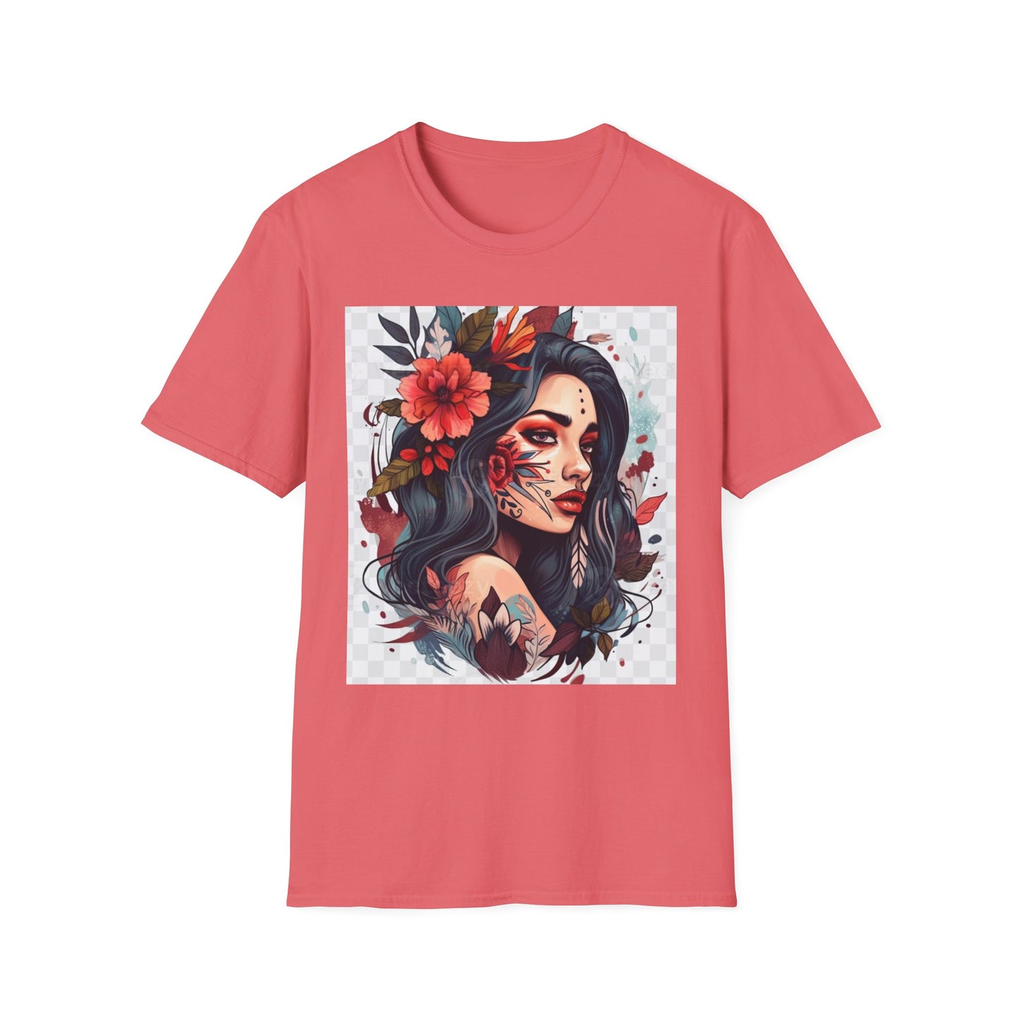 Bold Floral Art Unisex Softstyle T-Shirt