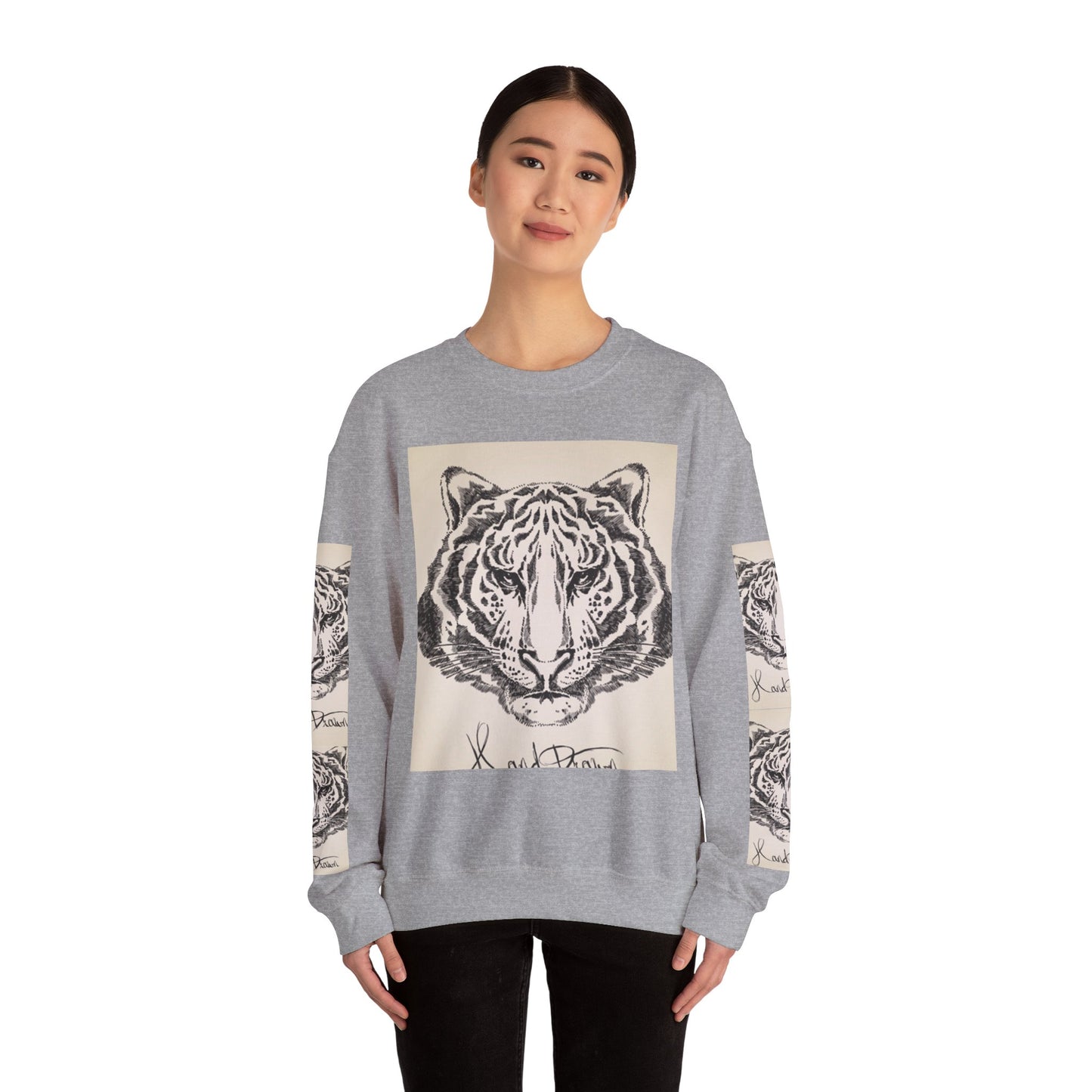 Artistic Tiger Print Crewneck Sweatshirt – Unisex Heavy Blend