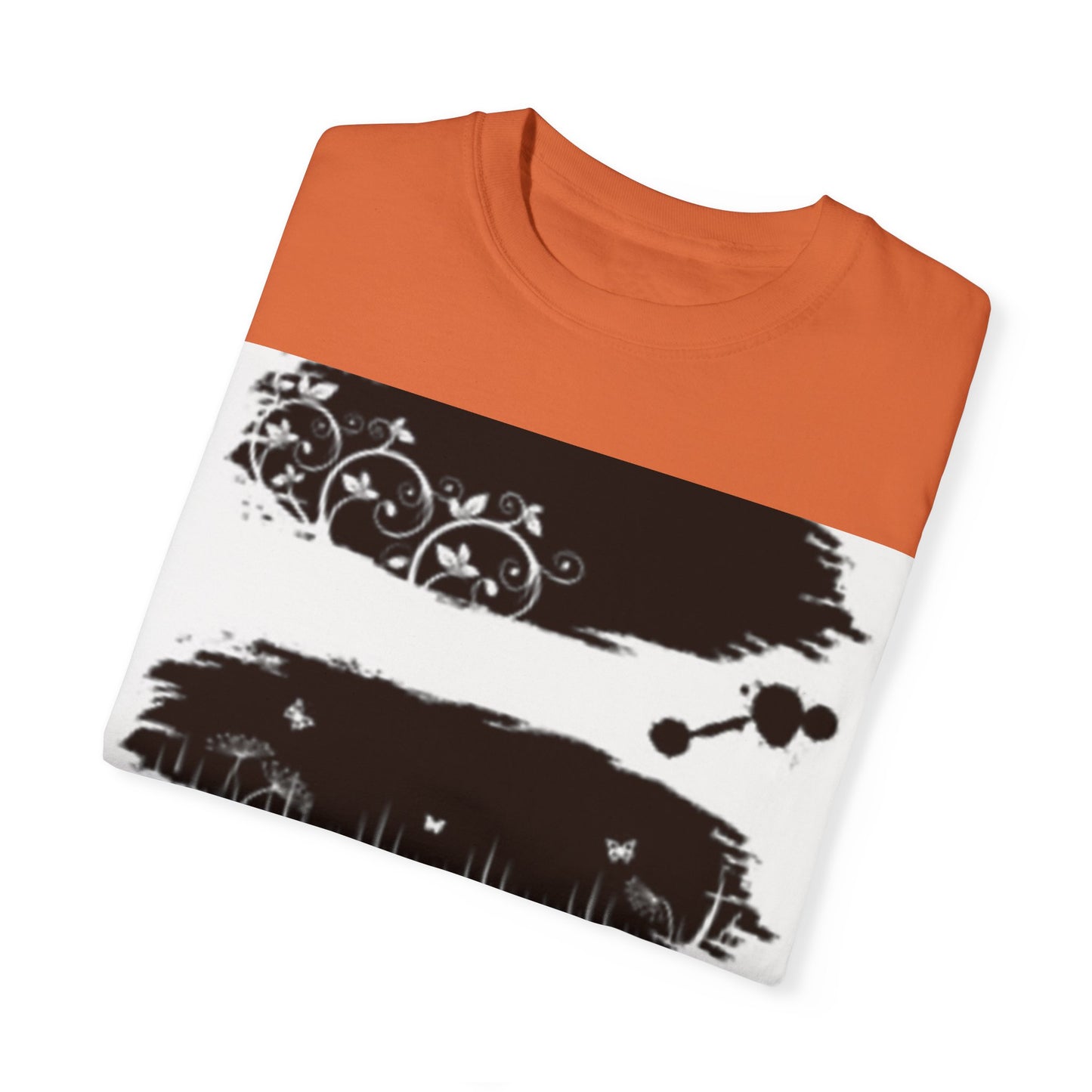 Artistic Unisex Garment-Dyed T-Shirt with Floral Design