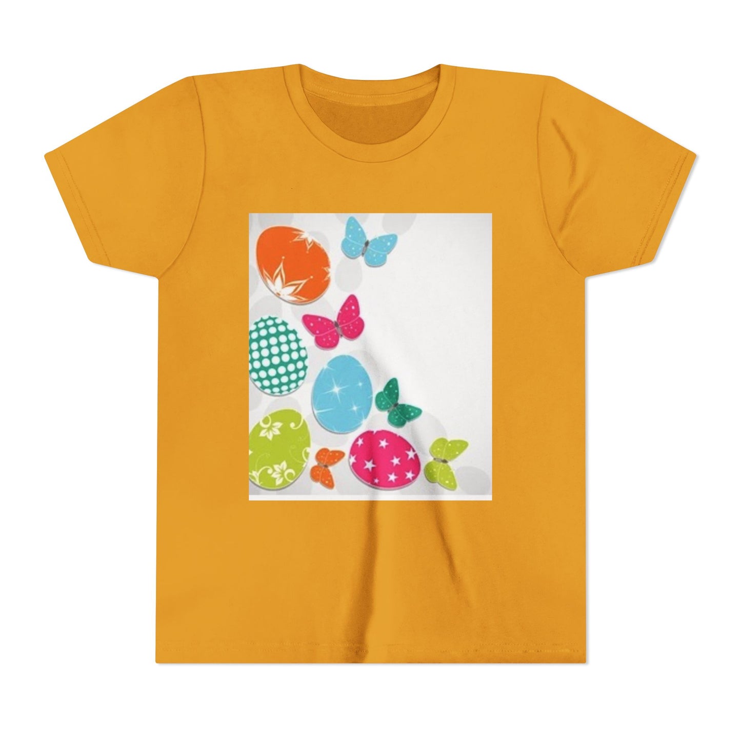 Colorful Butterfly and Egg Youth Tee - Perfect for Spring Celebrations