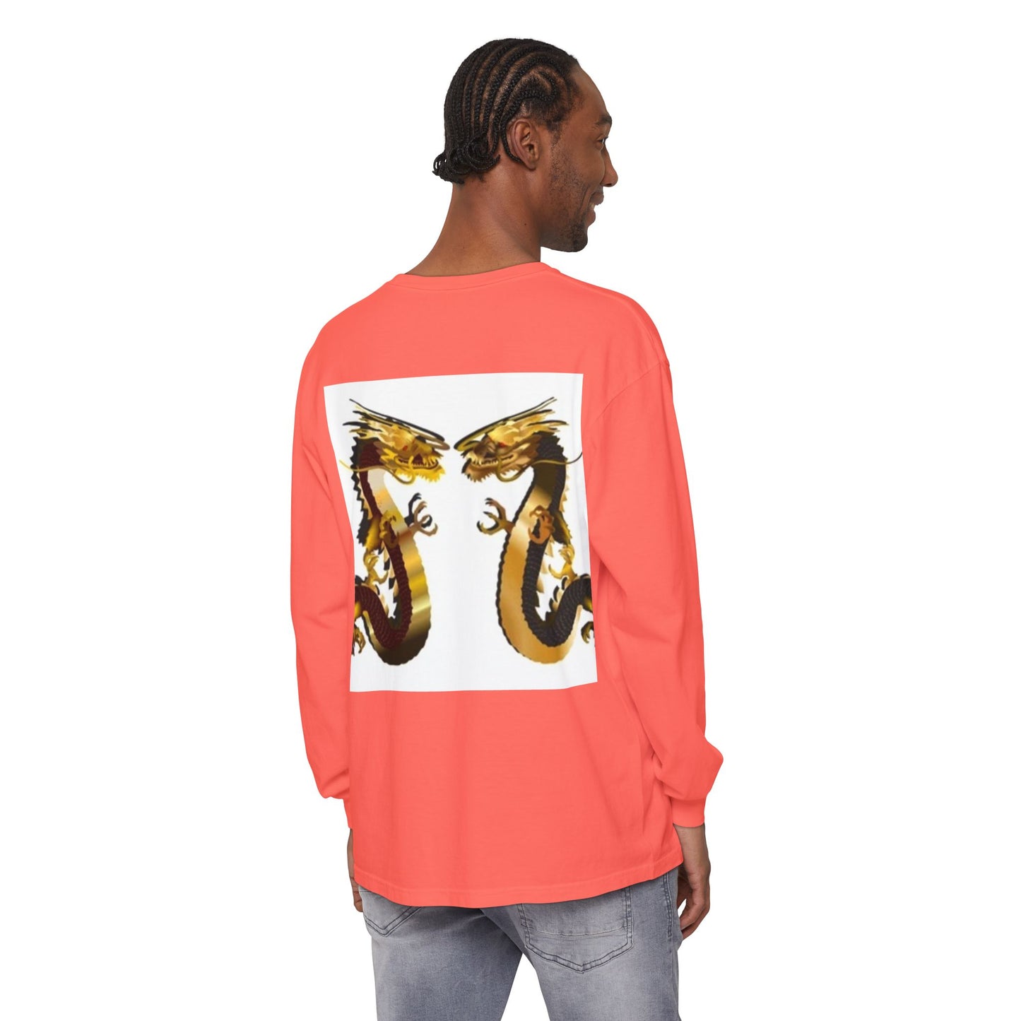 Dragon Duel Unisex Long Sleeve T-Shirt - Garment-Dyed Art Tee