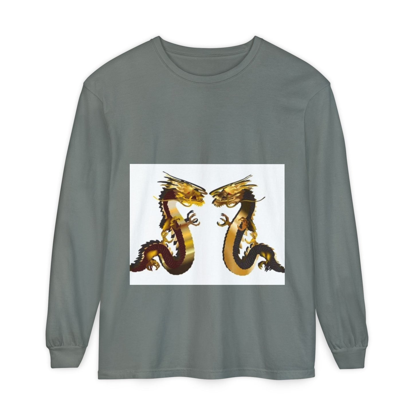 Dragon Duel Unisex Long Sleeve T-Shirt - Garment-Dyed Art Tee
