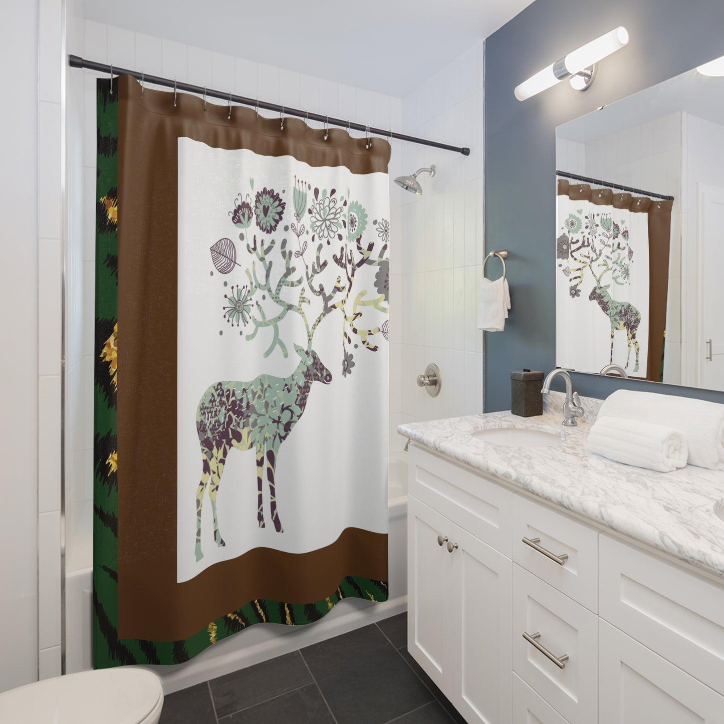 Bohemian Deer Shower Curtain - Nature-Inspired Home Decor
