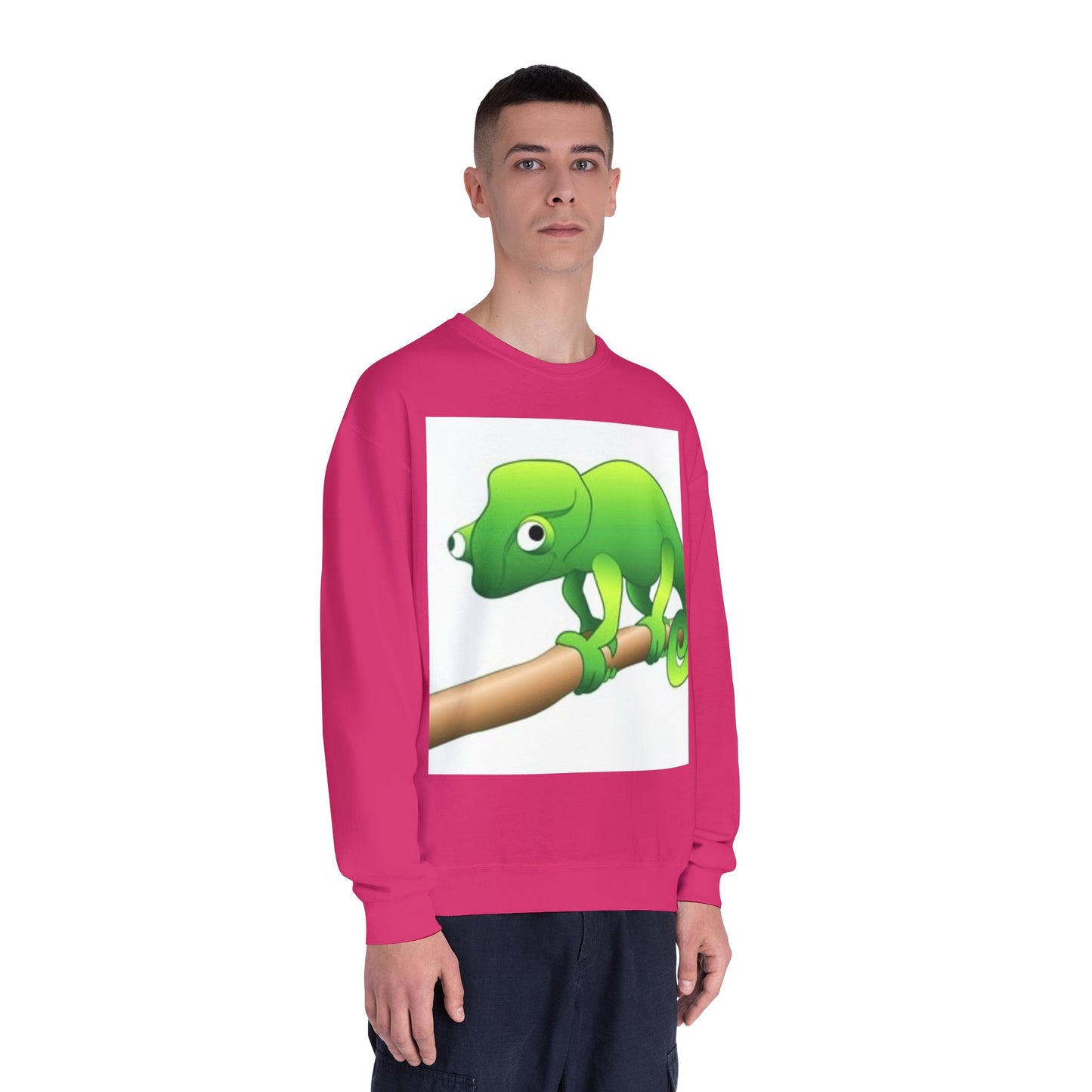 Charming Green Chameleon Sweatshirt - Cozy Unisex Crewneck for Nature Lovers
