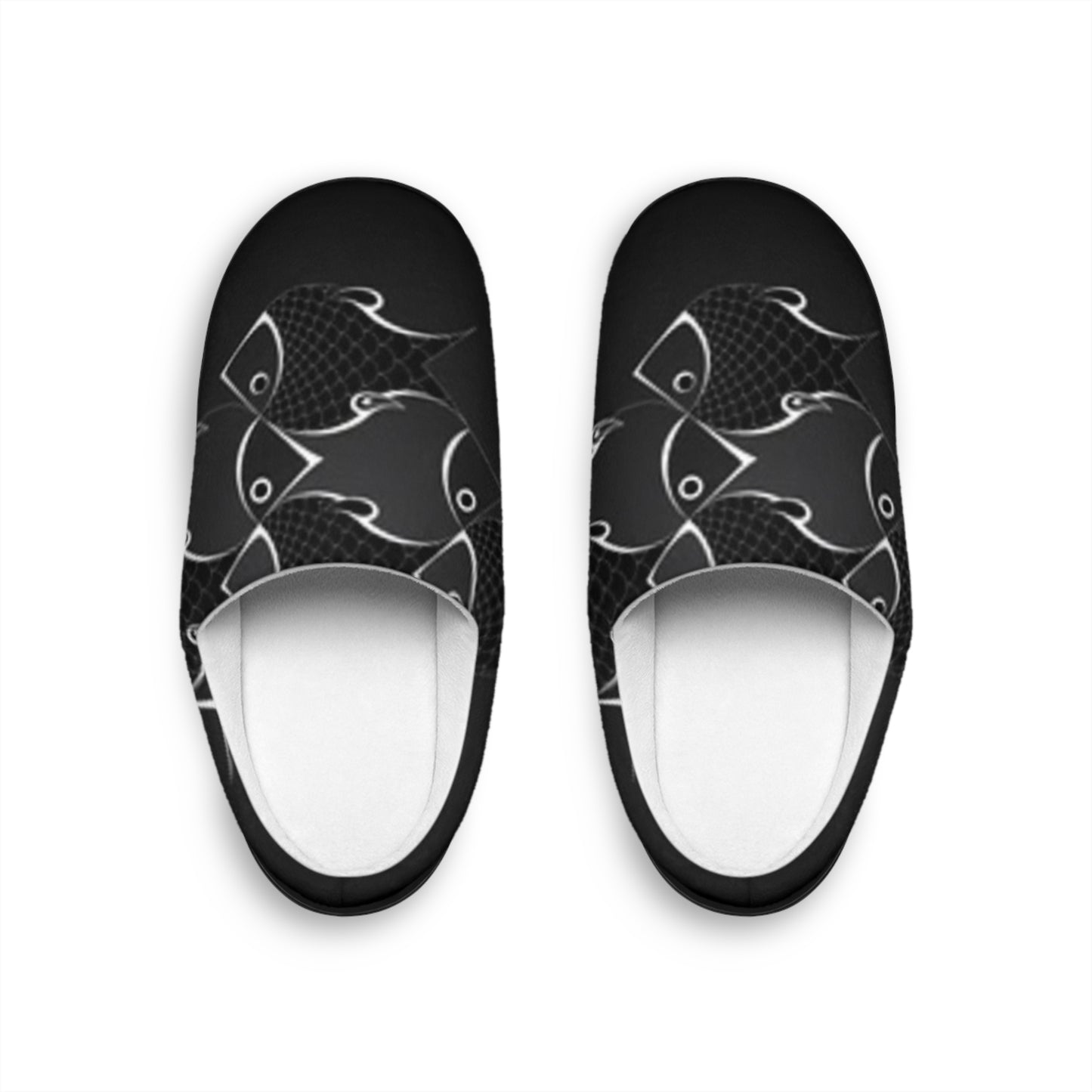 Stylish Black Fish Design Men's Indoor Slippers - Cozy & Comfortable Home Footwear