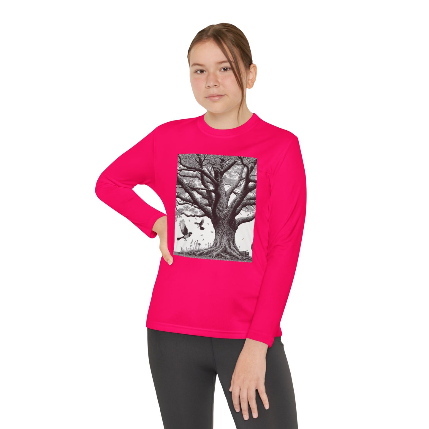 Youth Long Sleeve Tree Graphic Tee - Nature Inspired Design