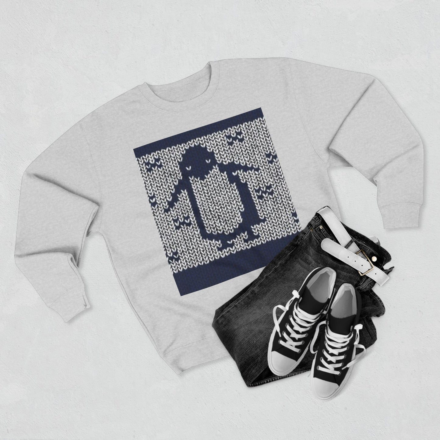 Cozy Penguin Knit Design Unisex Crewneck Sweatshirt