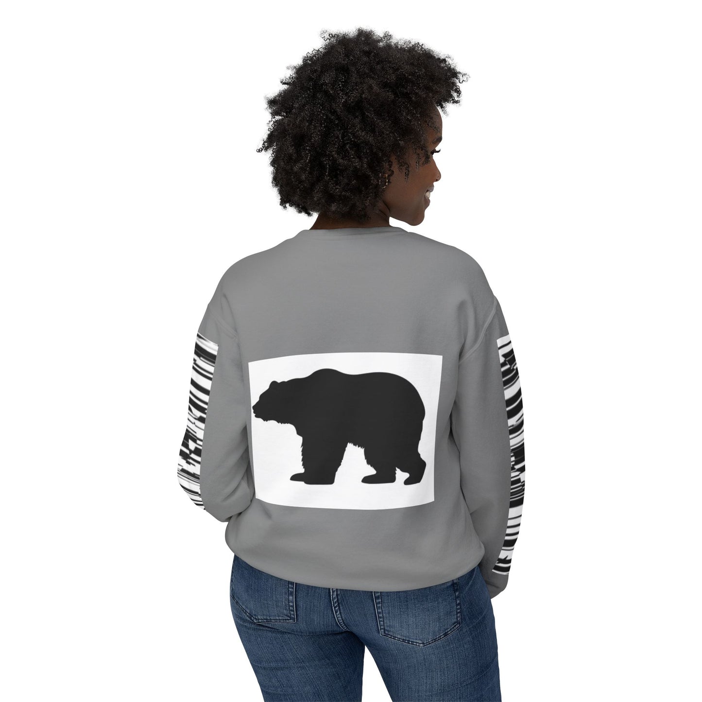 Stylish Bear Graphic Unisex Lightweight Crewneck Sweatshirt