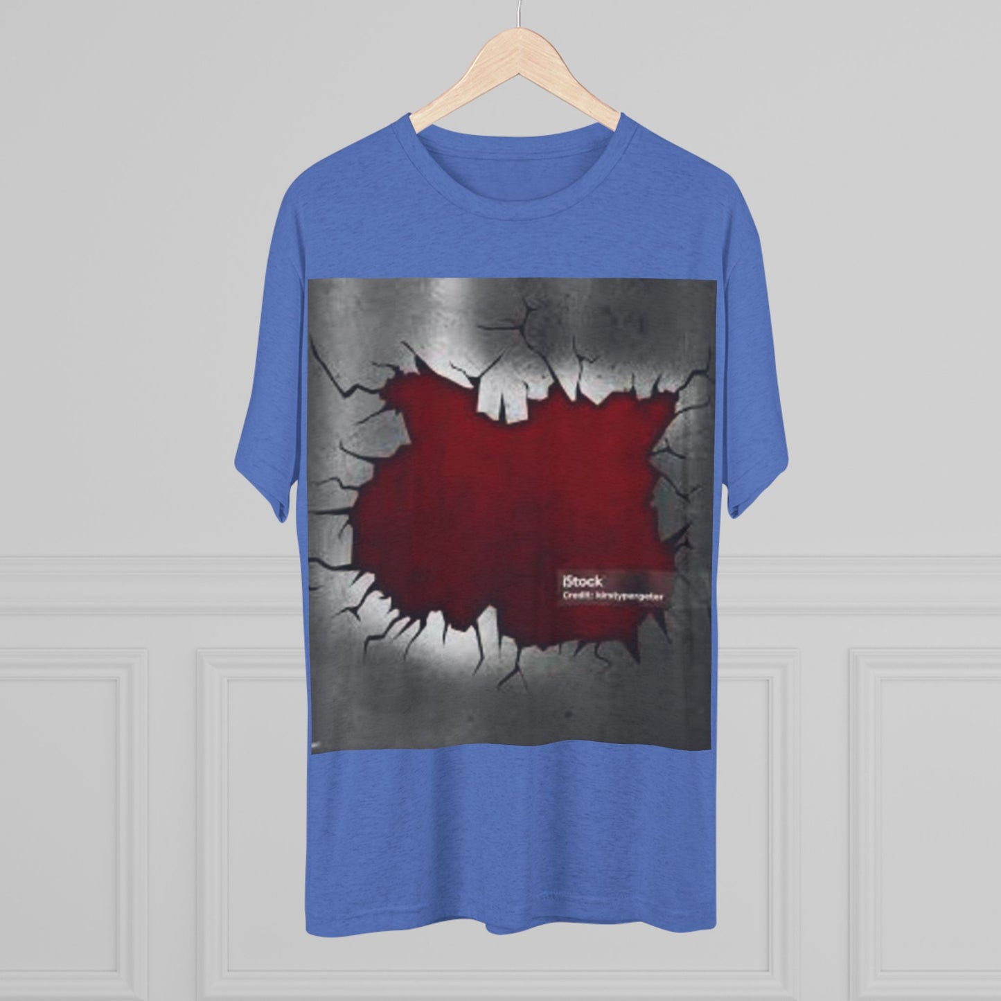 Bold Graphic Unisex Tri-Blend Crew Tee - Edgy Cracked Wall Design