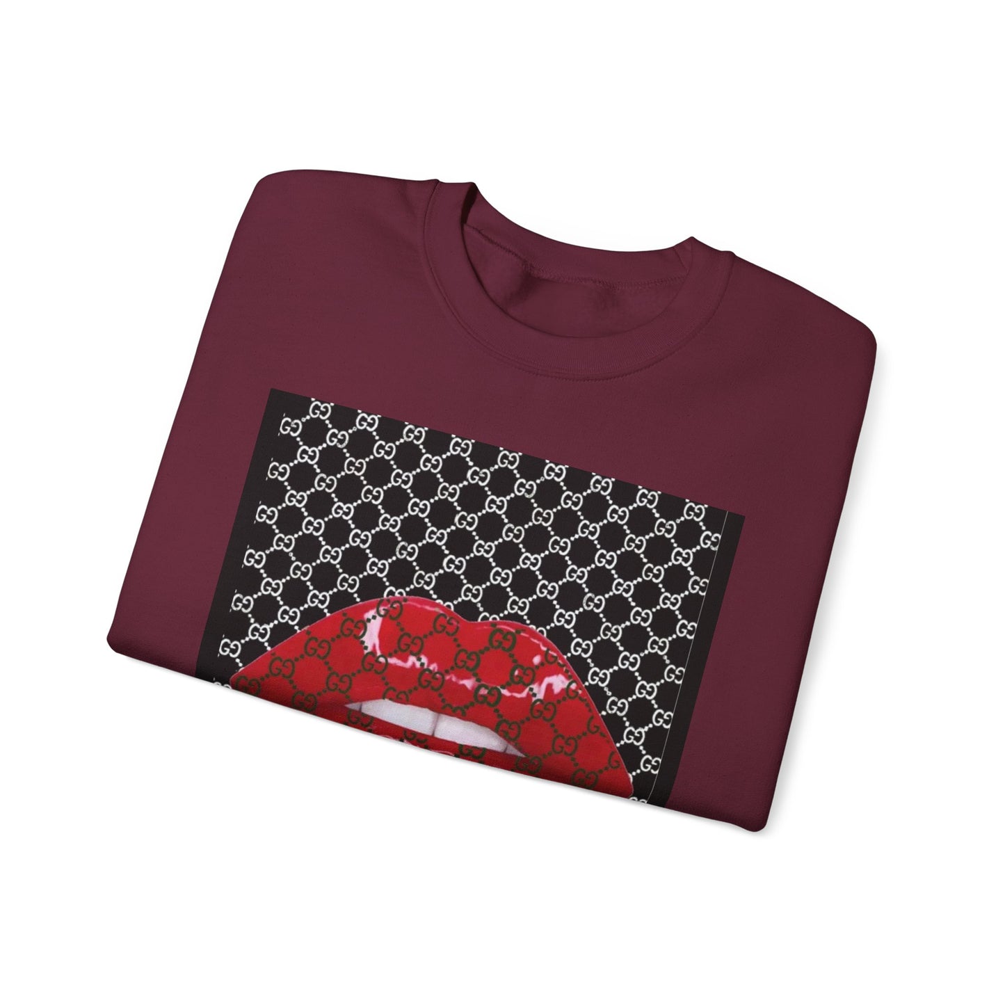 Trendy Unisex Graphic Crewneck Sweatshirt with Lip Design