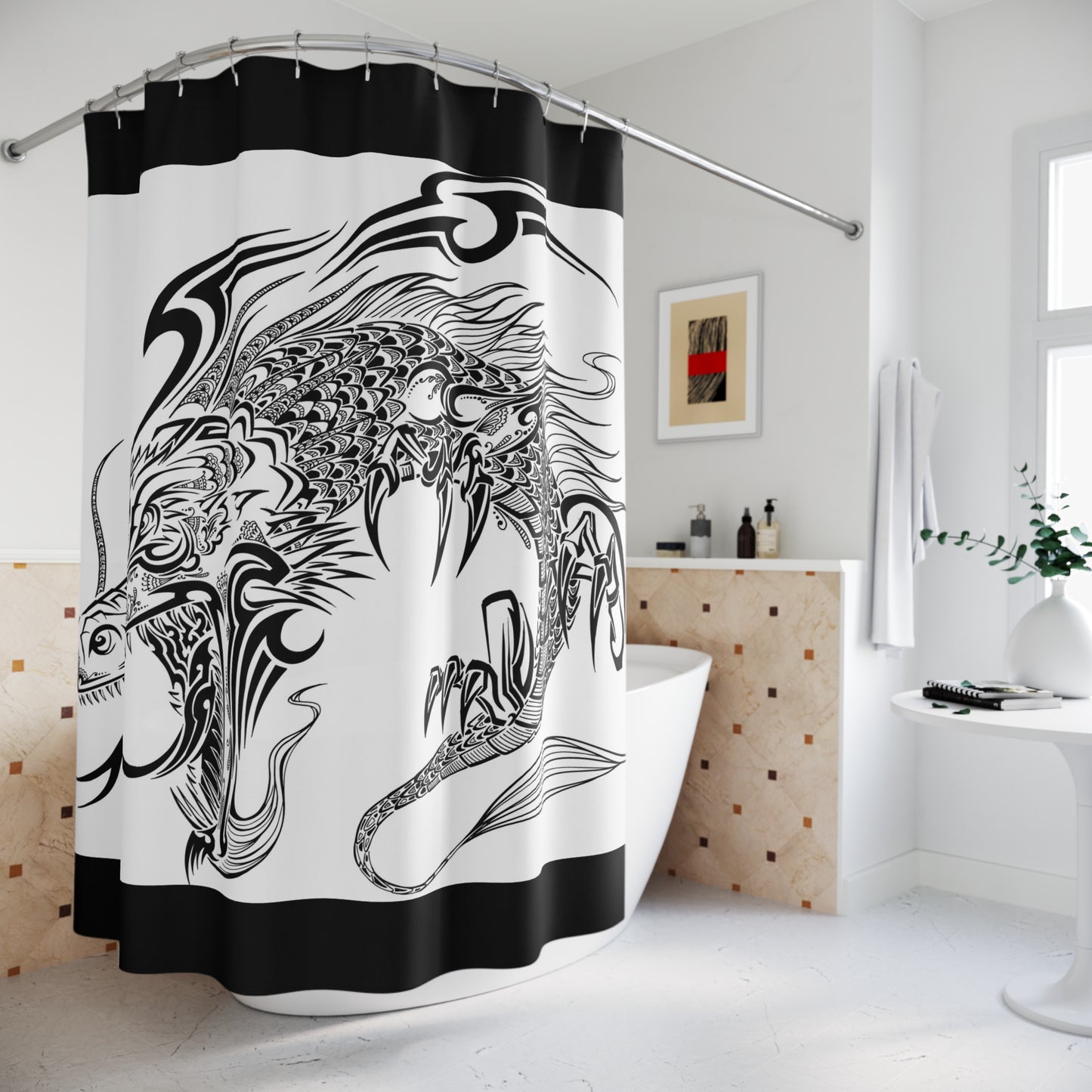 Dragon Graphic Shower Curtain - Bold Bathroom Decor