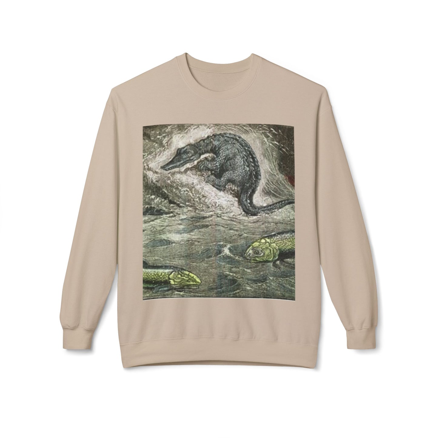 Vintage Dinosaur Art Fleece Crewneck Sweatshirt