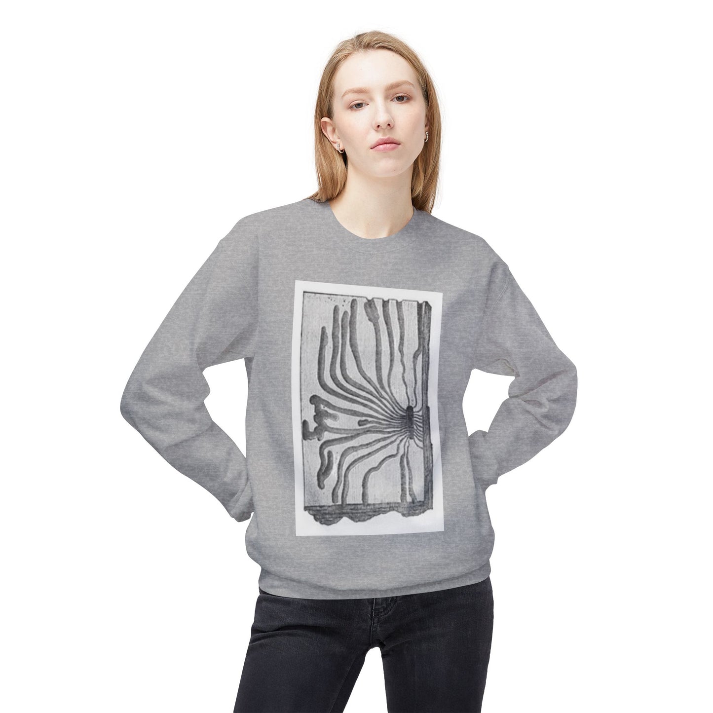 Artistic Midweight Fleece Crewneck Sweatshirt - Unique Abstract Design
