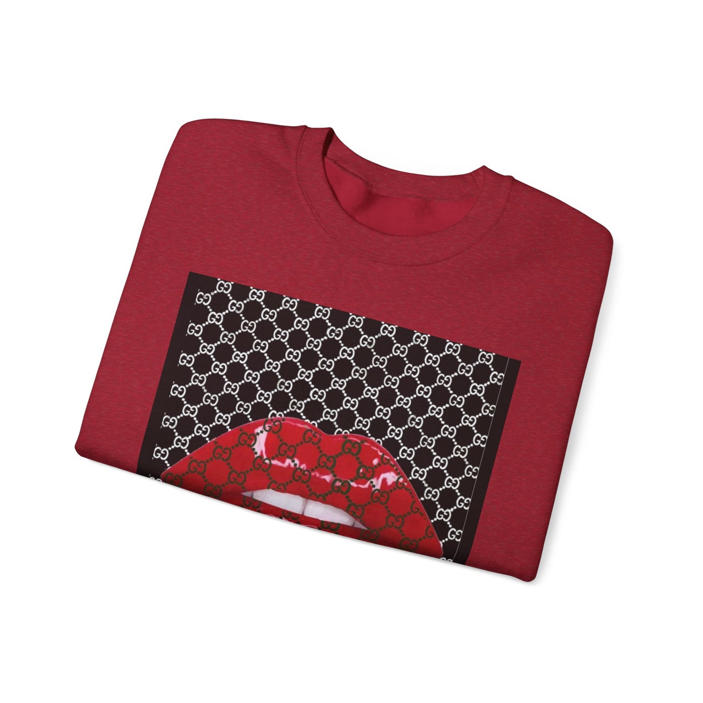Trendy Unisex Graphic Crewneck Sweatshirt with Lip Design