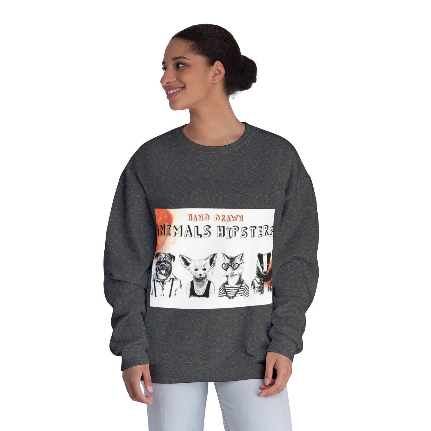Hand Drawn Animals Hipsters Unisex Crewneck Sweatshirt