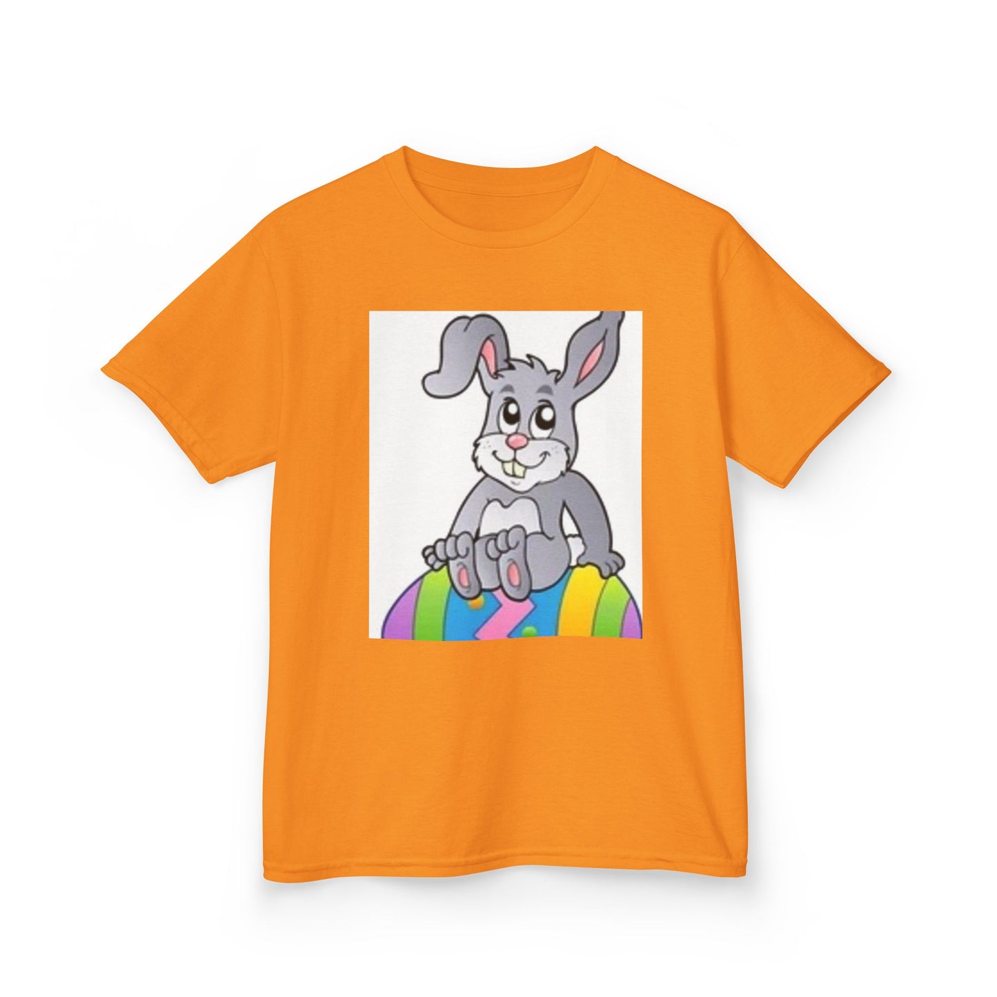 Colorful Bunny Kids Heavy Cotton Tee - Fun Spring T-Shirt for Easter Celebrations
