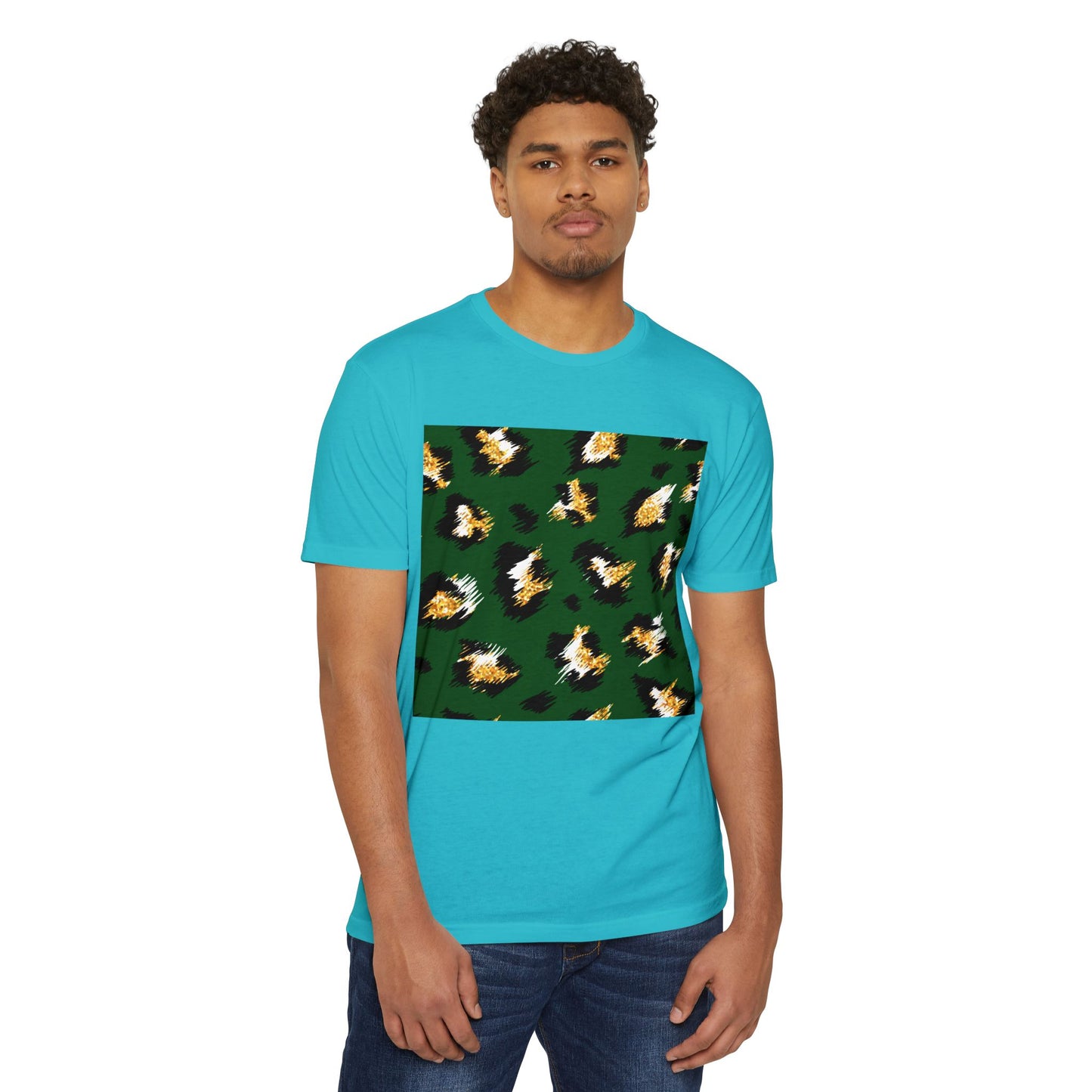Unisex CVC Jersey T-Shirt - Vibrant Green Animal Print