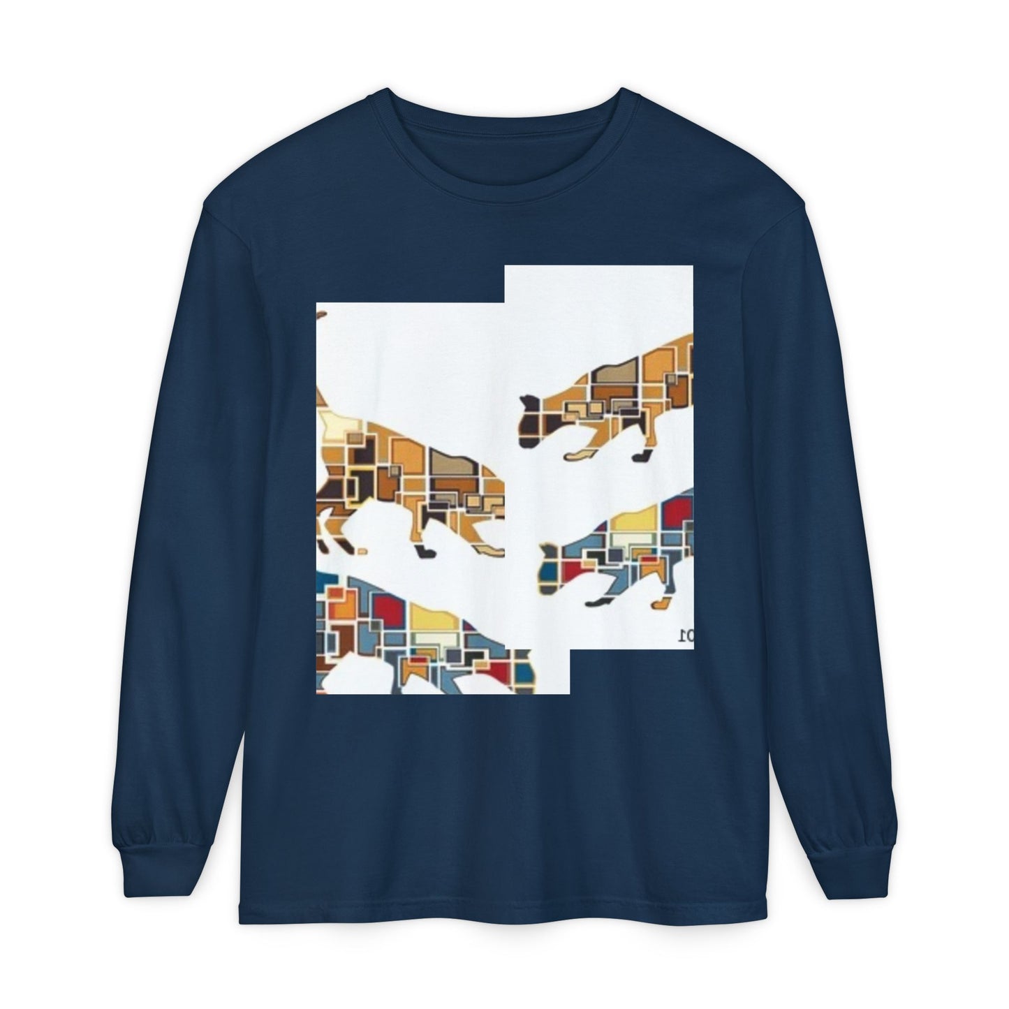 Artful Cat Silhouette Long Sleeve T-Shirt - Perfect for Animal Lovers
