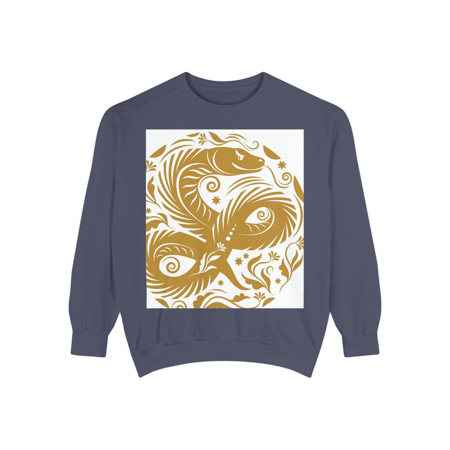 Cultural Vibe Unisex Garment-Dyed Sweatshirt - Tribal Mask & Animal Design