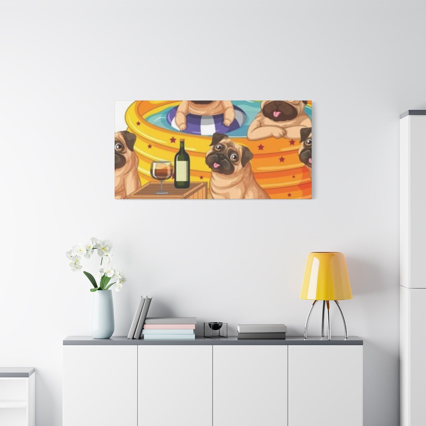 Pug Pool Party Canvas Art - Fun Pet Decor
