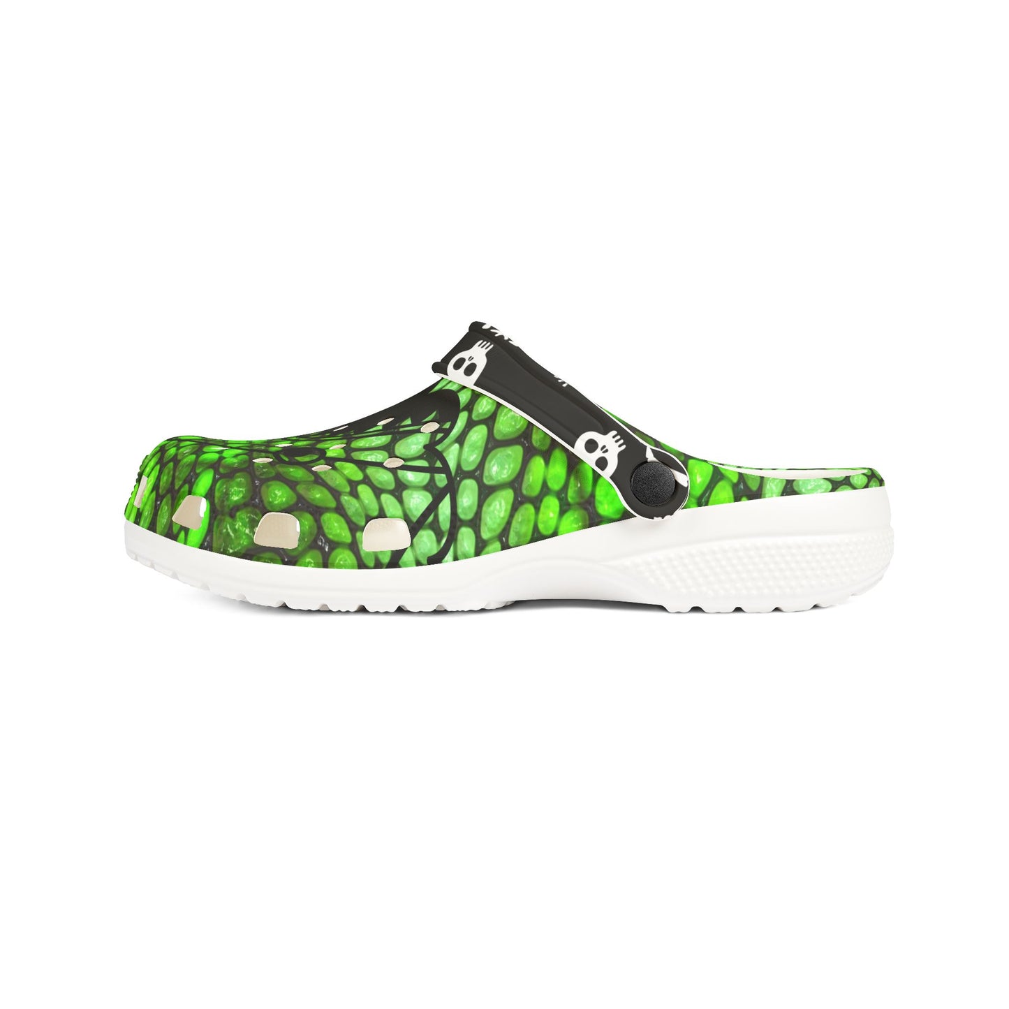 Skull & Green Glow EVA Foam Clogs - Fun, Lightweight Footwear for Kids and Adults