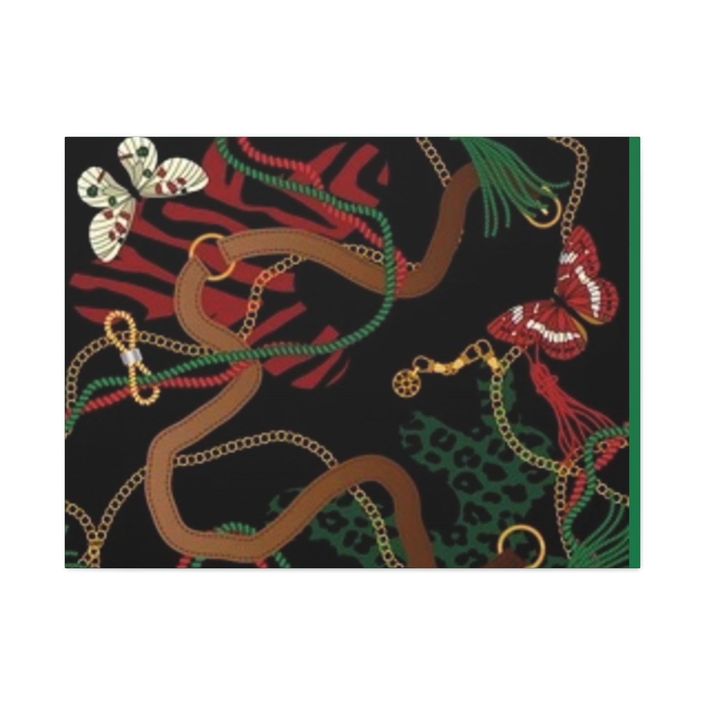 Elegant Matte Canvas Wall Art - Unique Mixed Pattern with Butterflies & Chains