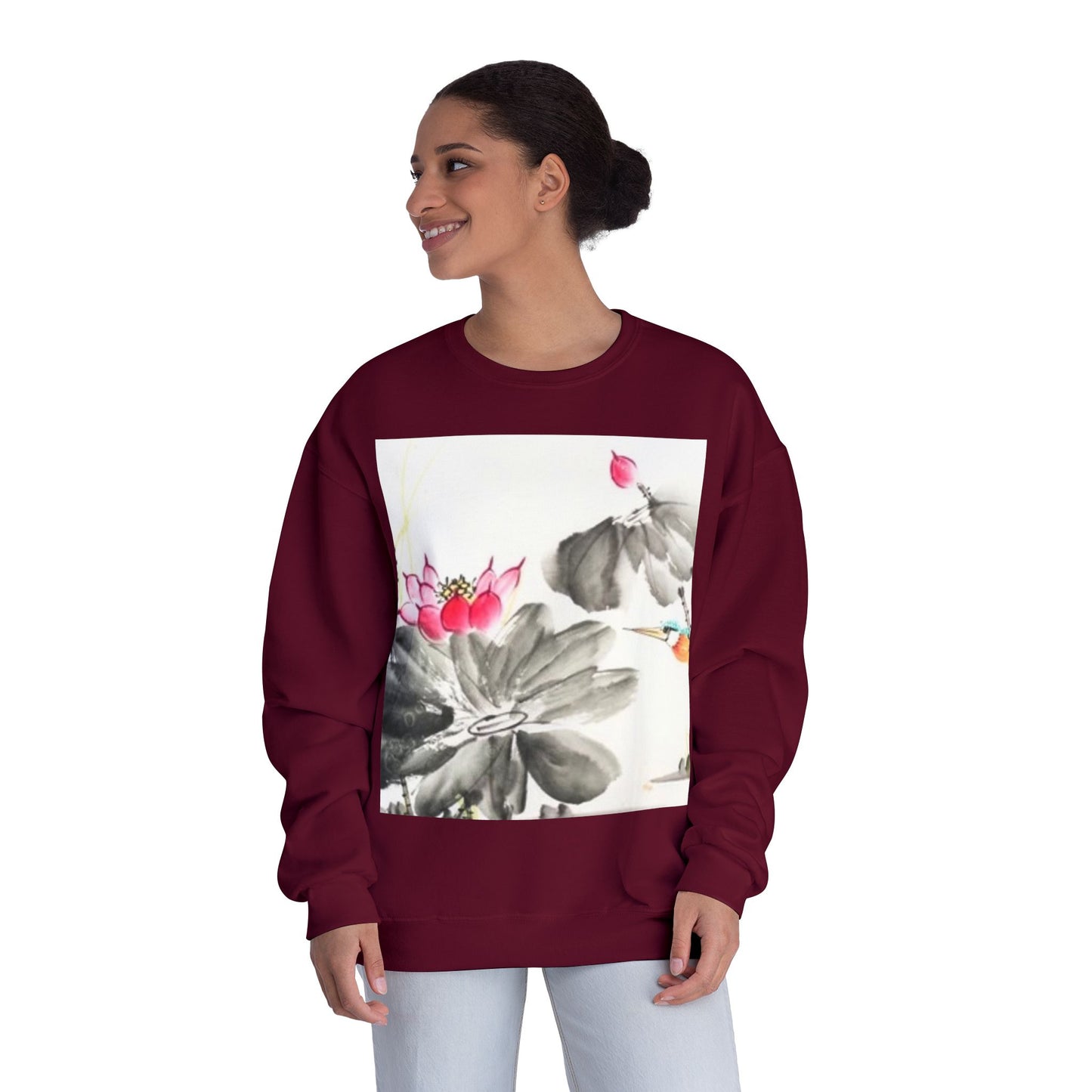 Lotus Blossom Unisex Crewneck Sweatshirt - Cozy Botanical Art Design