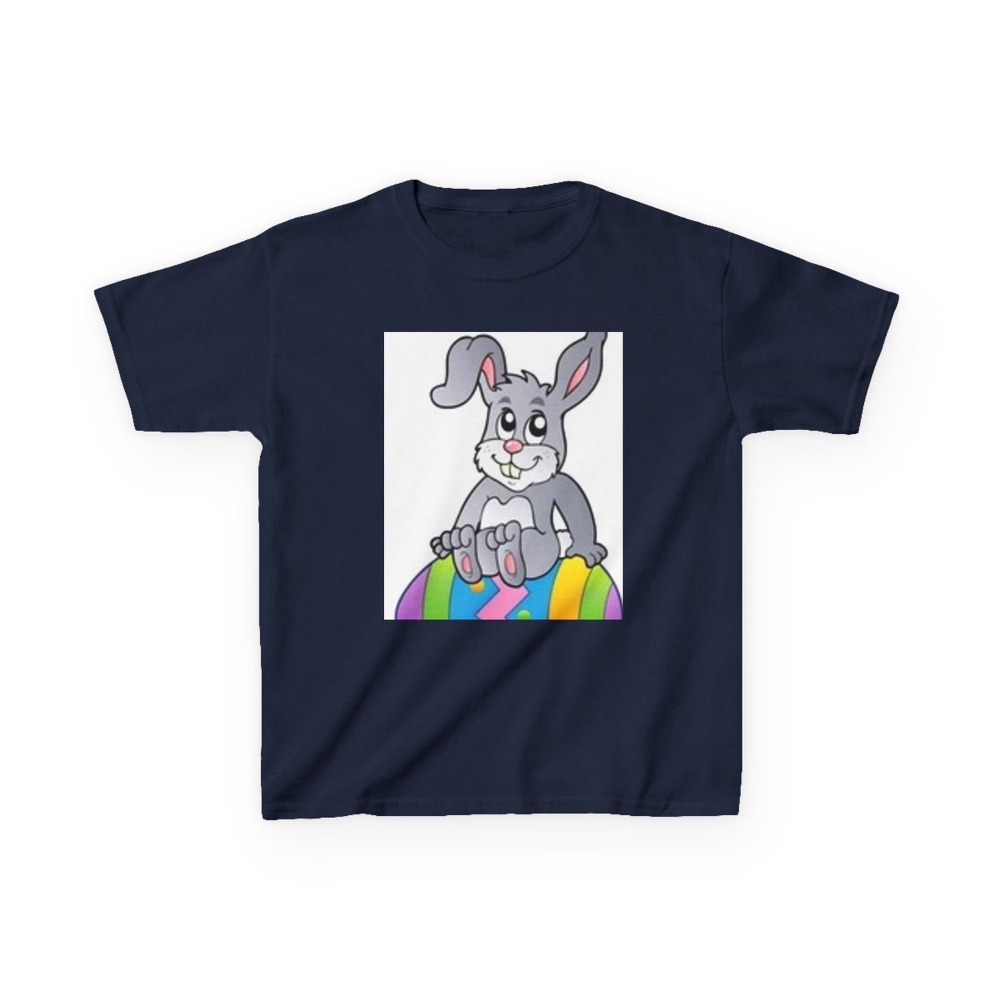 Colorful Bunny Kids Heavy Cotton Tee - Fun Spring T-Shirt for Easter Celebrations